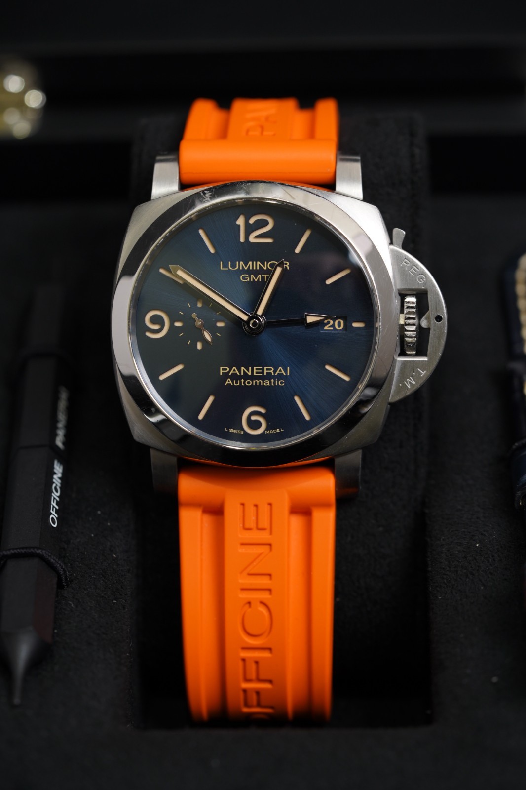 Panerai Luminor 1950 PAM01033 GMT 44mm Blue Dial Steel Automatic Full Set