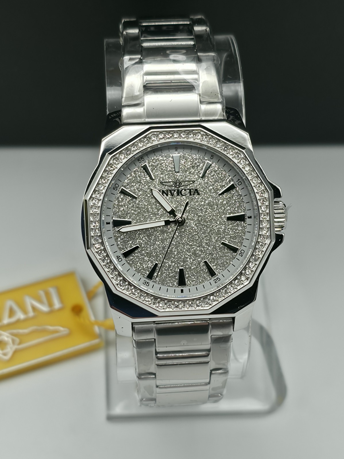 Invicta Speedway Womens Watch 34MM Case Crystal Bezel Glitter Silver Dial 49128