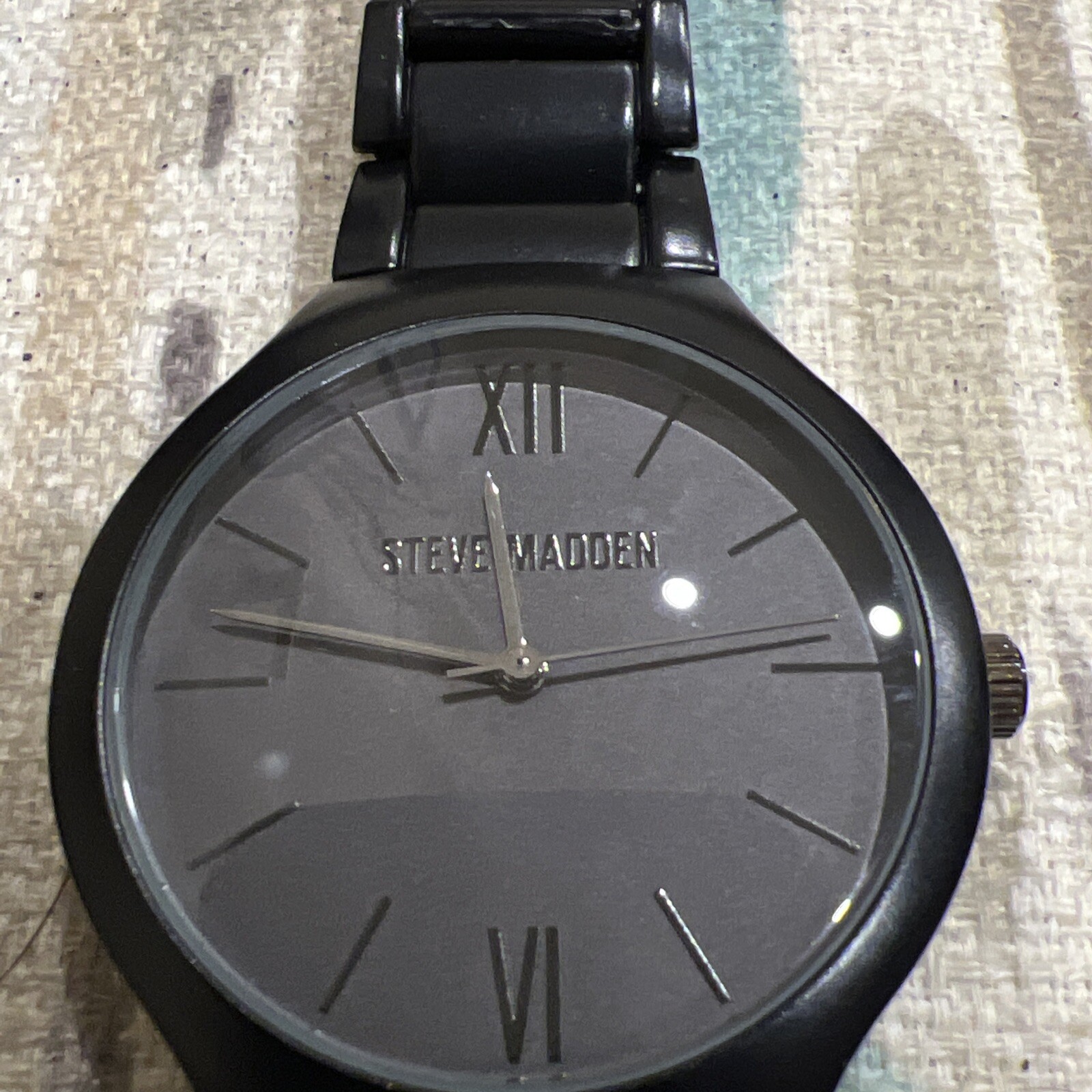 Steve Madden SMW551 Men Analog Black-Tone Stainless Steel BLACK Dial Watch