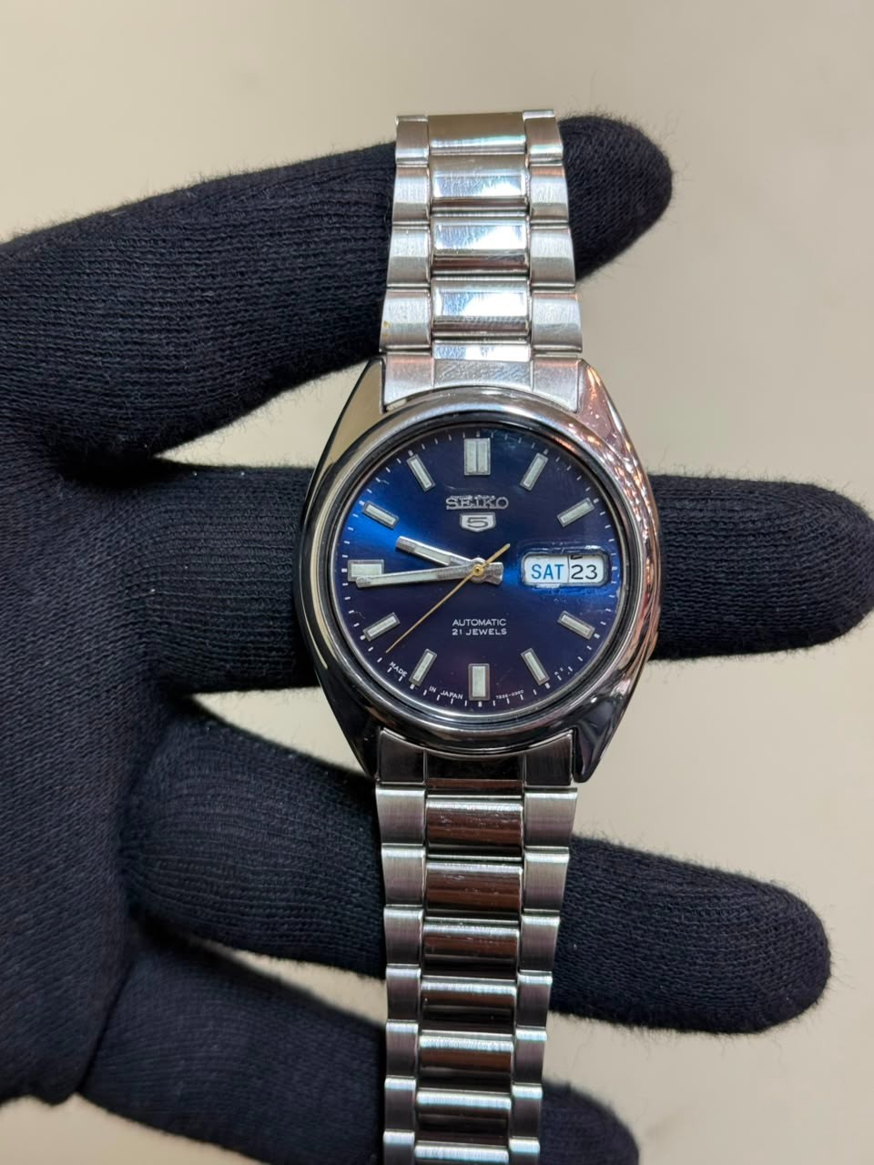 VINTAGE SEIKO 5 7S26-O36O BLUE DIAL MENS AUTOMATIC STAINLESS STEEL WATCH
