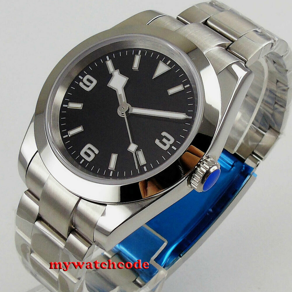 39mm Bliger Sterile Black Dial Miyota NH35A Automatic Mens Watch Sapphire Glass