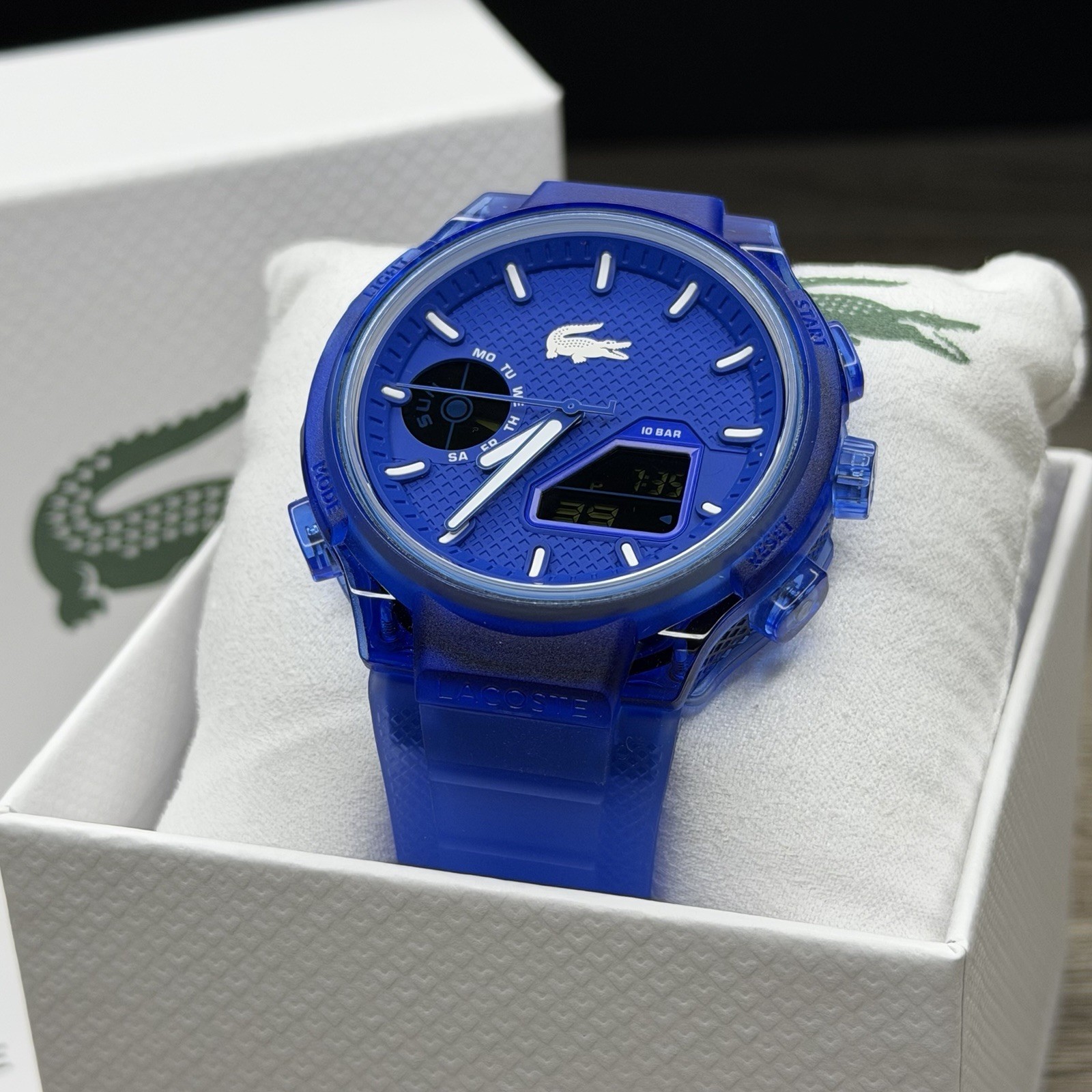 NEW✅ Lacoste LC33 Analog & Digital Blue Silicone Strap Men Watch 45mm 2011429