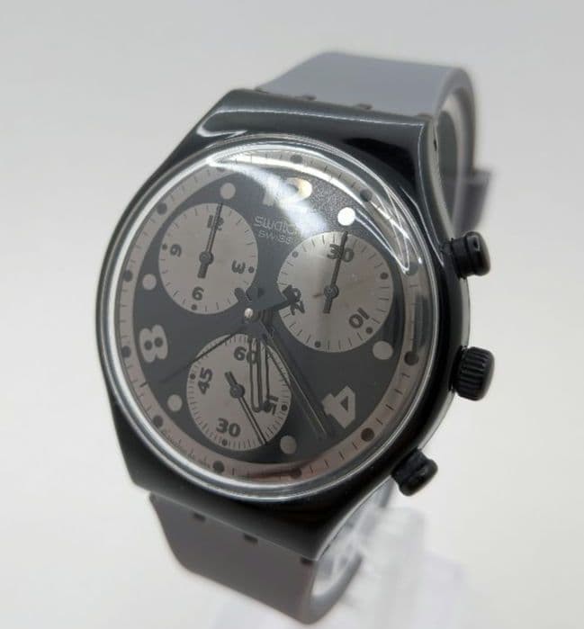 Swatch CHRONO MOONSHADOW SCB110 Analog Watch Black Quartz Used More Features