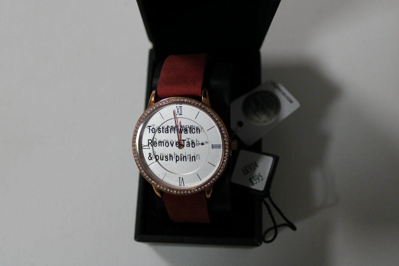 Akribos XXIV watch AK924RD Swarovski Crystals, in box original tag $395 untested