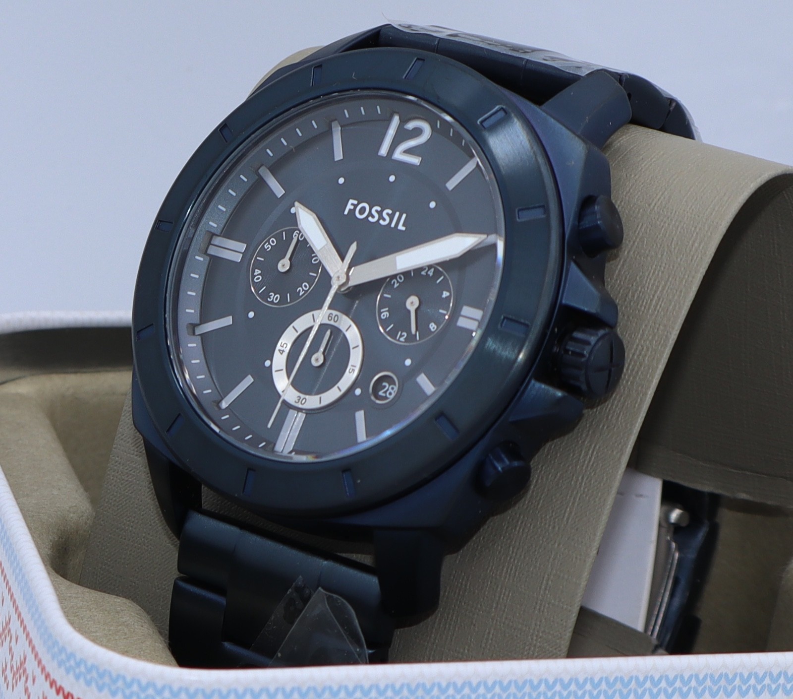 Fossil Privateer Sport IP Navy Blue Chronograph BQM7124 Mens Watch