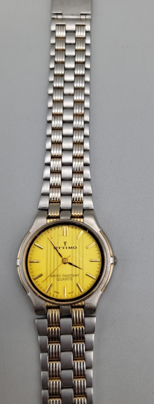Vintage 18kgp Ottimo Unisex Quartz Watch Rare Yellow Dial 7″ 30mm