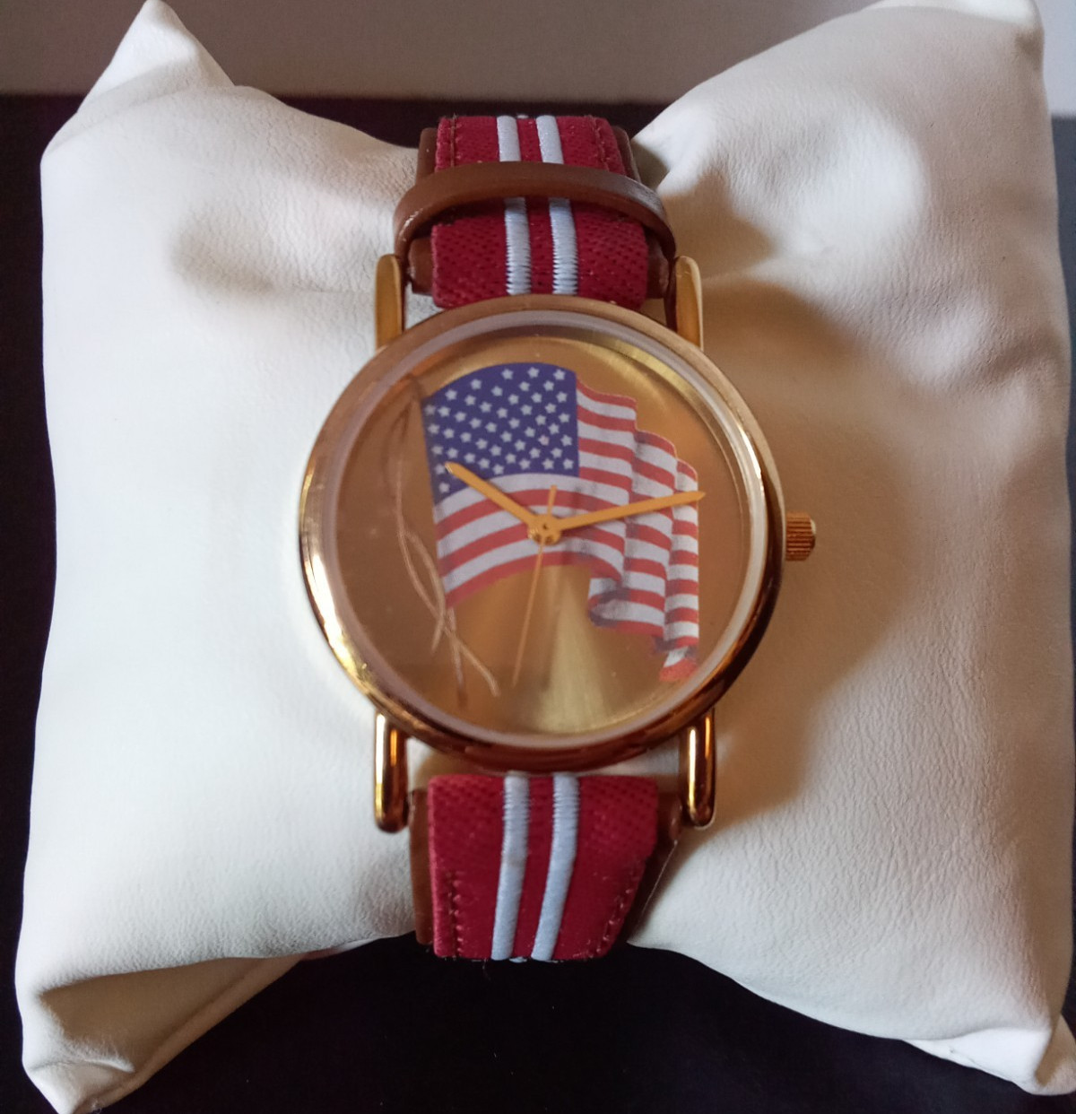 Valdawn Men’s Flag Face w/Stars & Stripes Leather Band