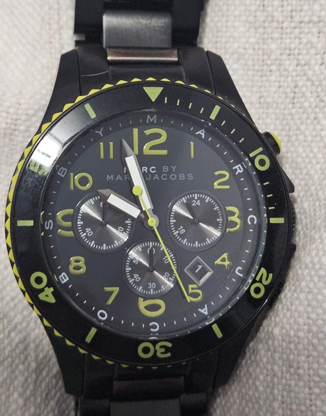 Marc by Marc Jacobs MBM3038 Chronograph Date Quartz Black/Green 50m Watch