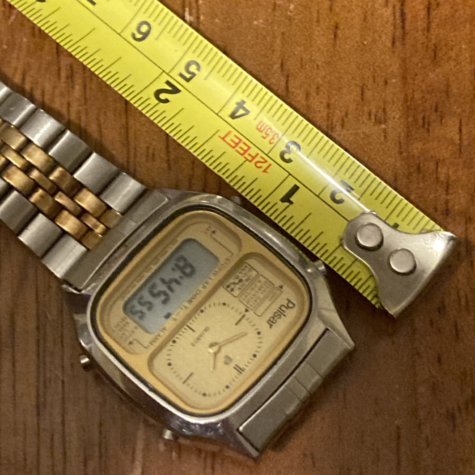 Vintage 1991 ANALOG-DIGITAL Mens Watch PULSAR Y651-506A LCD works Analog not