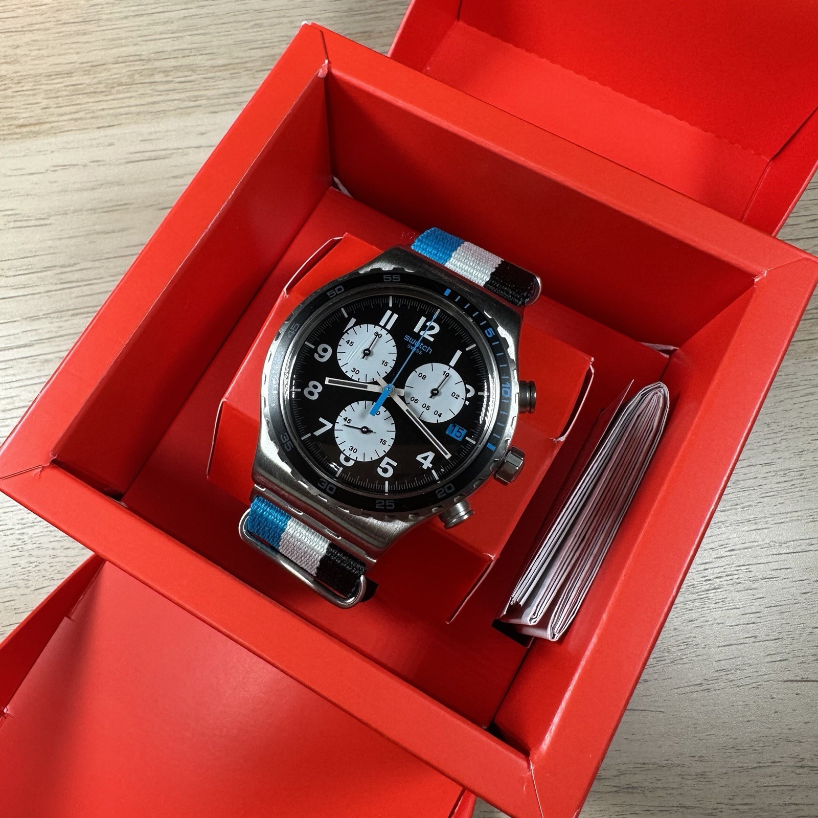 NEW✅LIMITED EDITION✅ Swatch Irony SKYBOND Chronograph Nylon Men’s Watch YVS409