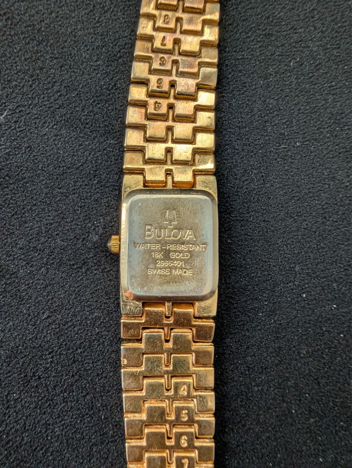 Bulova Diamond Quartz Women’s Gold Tone Watch Swiss Made 18K Gold Electroplated
