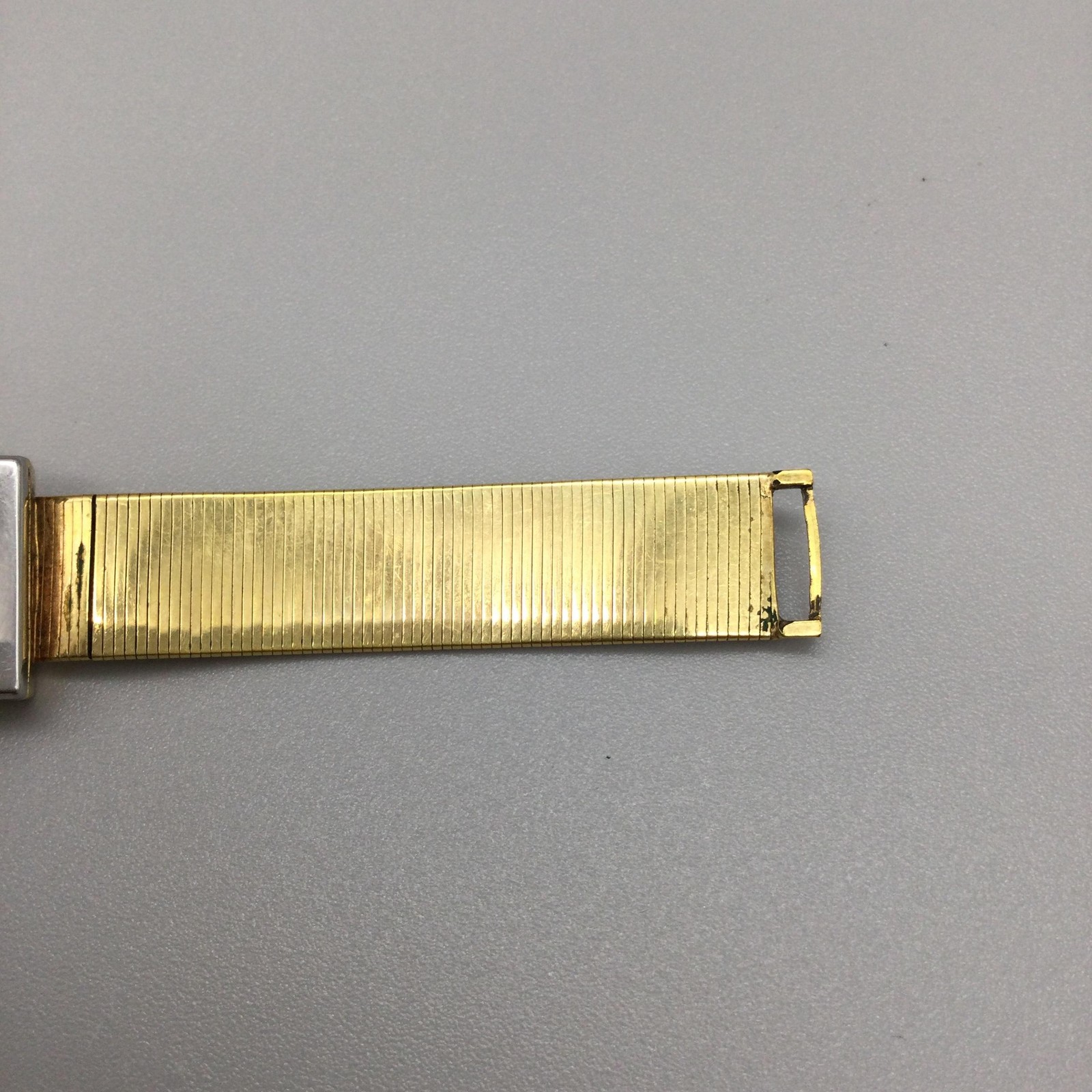 Vintage Bucherer Womens Watch 20mm Blue Rectangle Dial 10K GP Manual 5255-3 6.5″