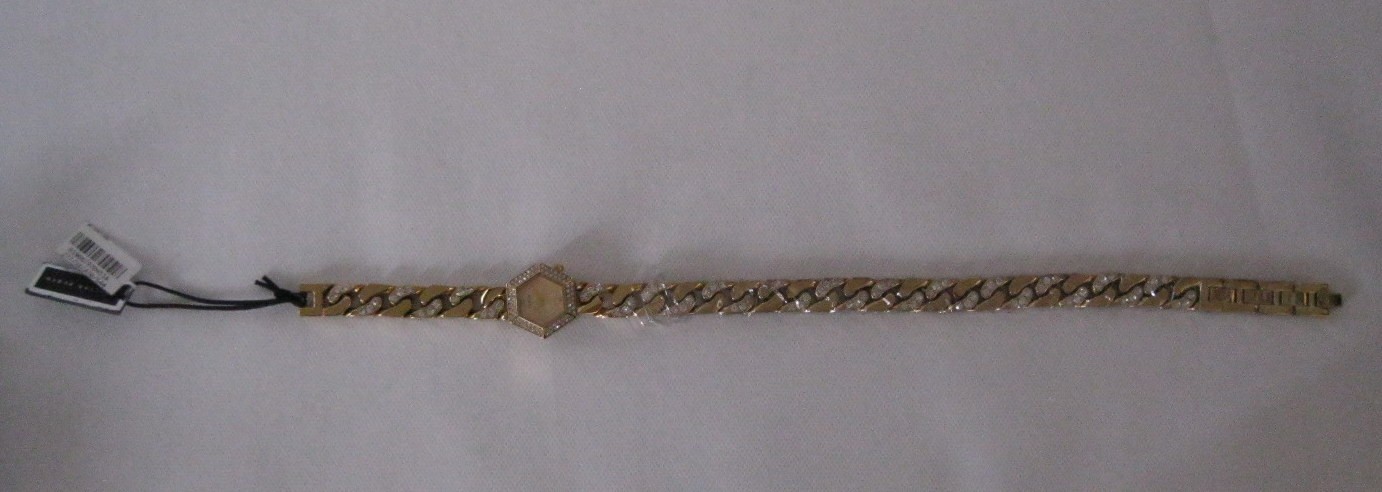 Philipp Plein The Hexagon Groumette Crystal Accent Yellow Gold Bracelet Watch