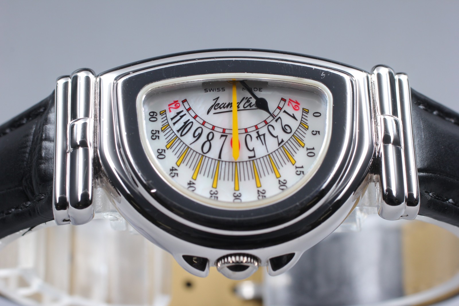 Vintage [Exc+5] Jean d’eve Sectana Silver 24mm Yellow Women’s Quartz Watch JAPAN