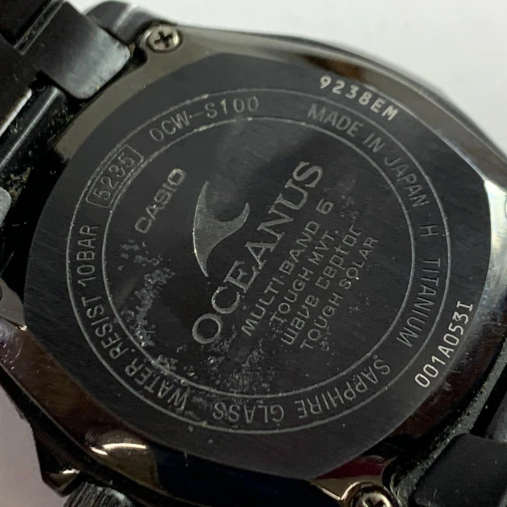 Casio OCW-S100B-1AJF Watch Solar Radio Black Titanium Band All Black IP