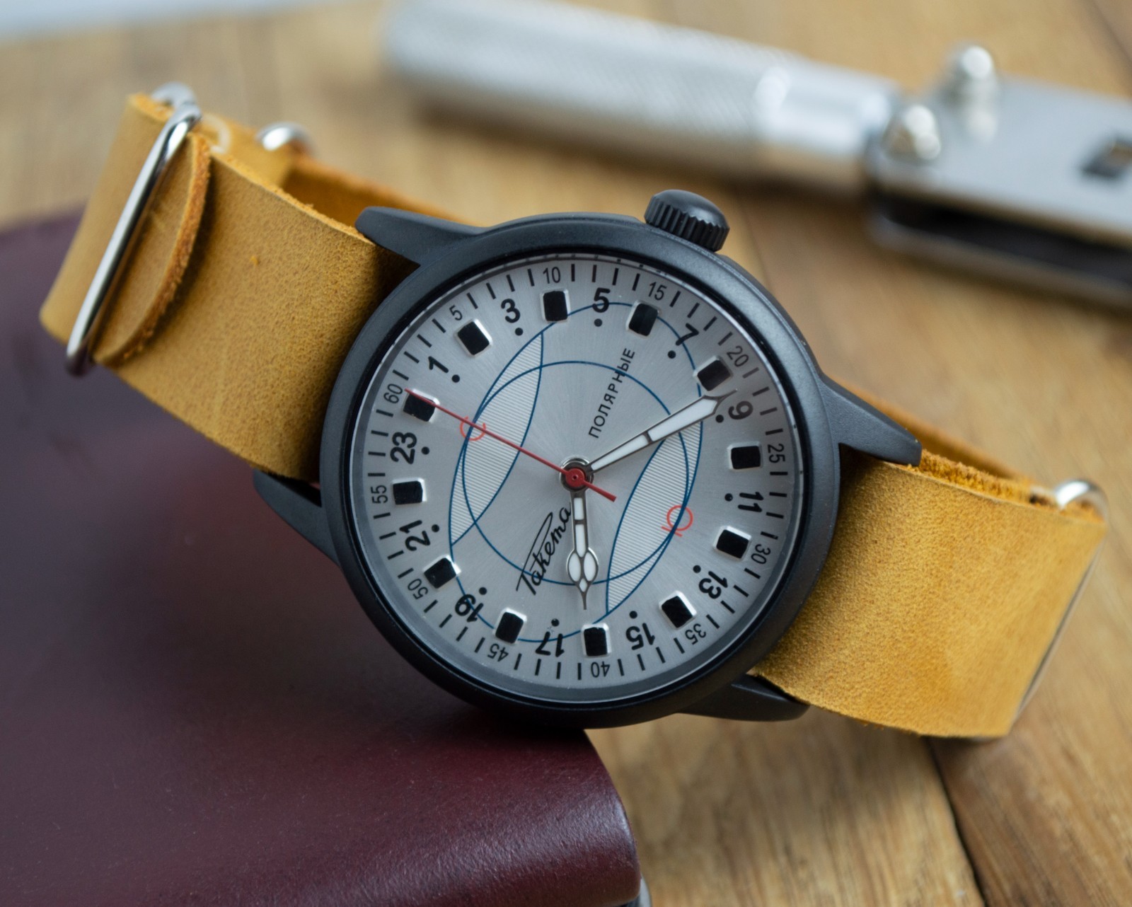 Automatic Raketa Polar Mens Watch 24 Hours Vintage Petrodvorets Gift For Men