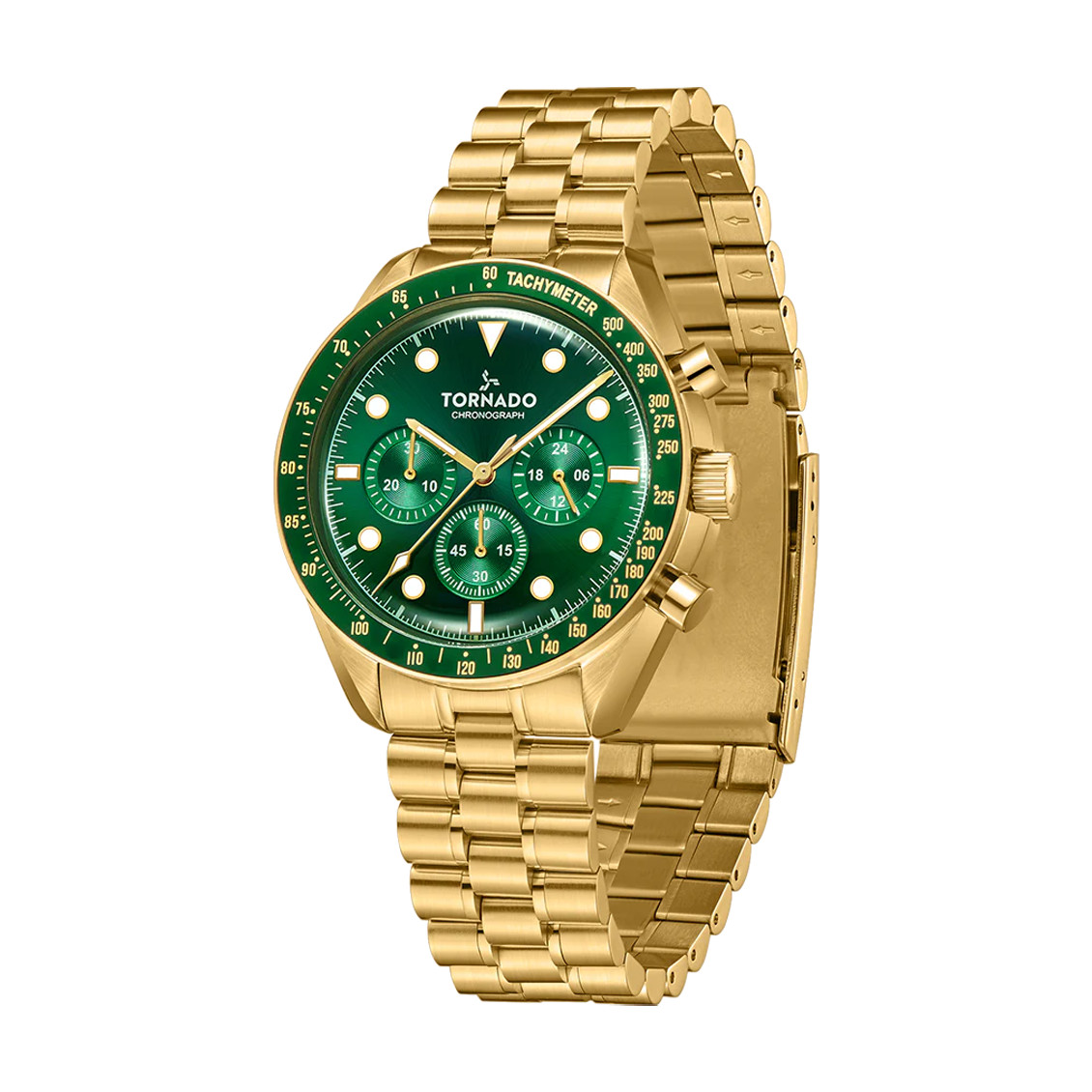 Tornado Cosmic Chrono Men’s Chronograph Watch | Green Dial, 42mm, 50 m (5 ATM)