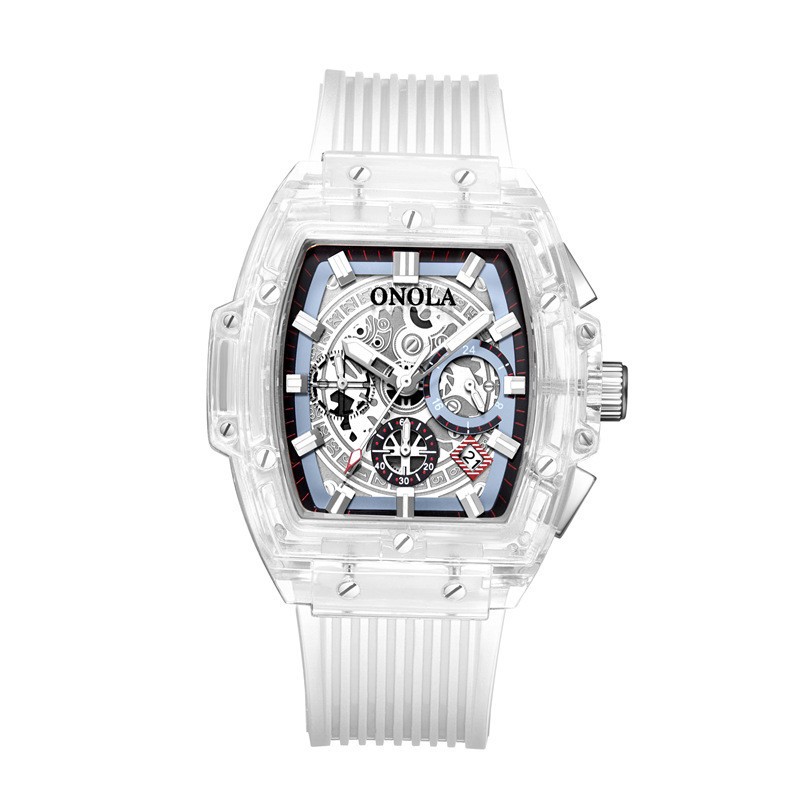 ONOLA Men Quartz Watch Multifunction Chronograph Waterproof Luminous Transparent