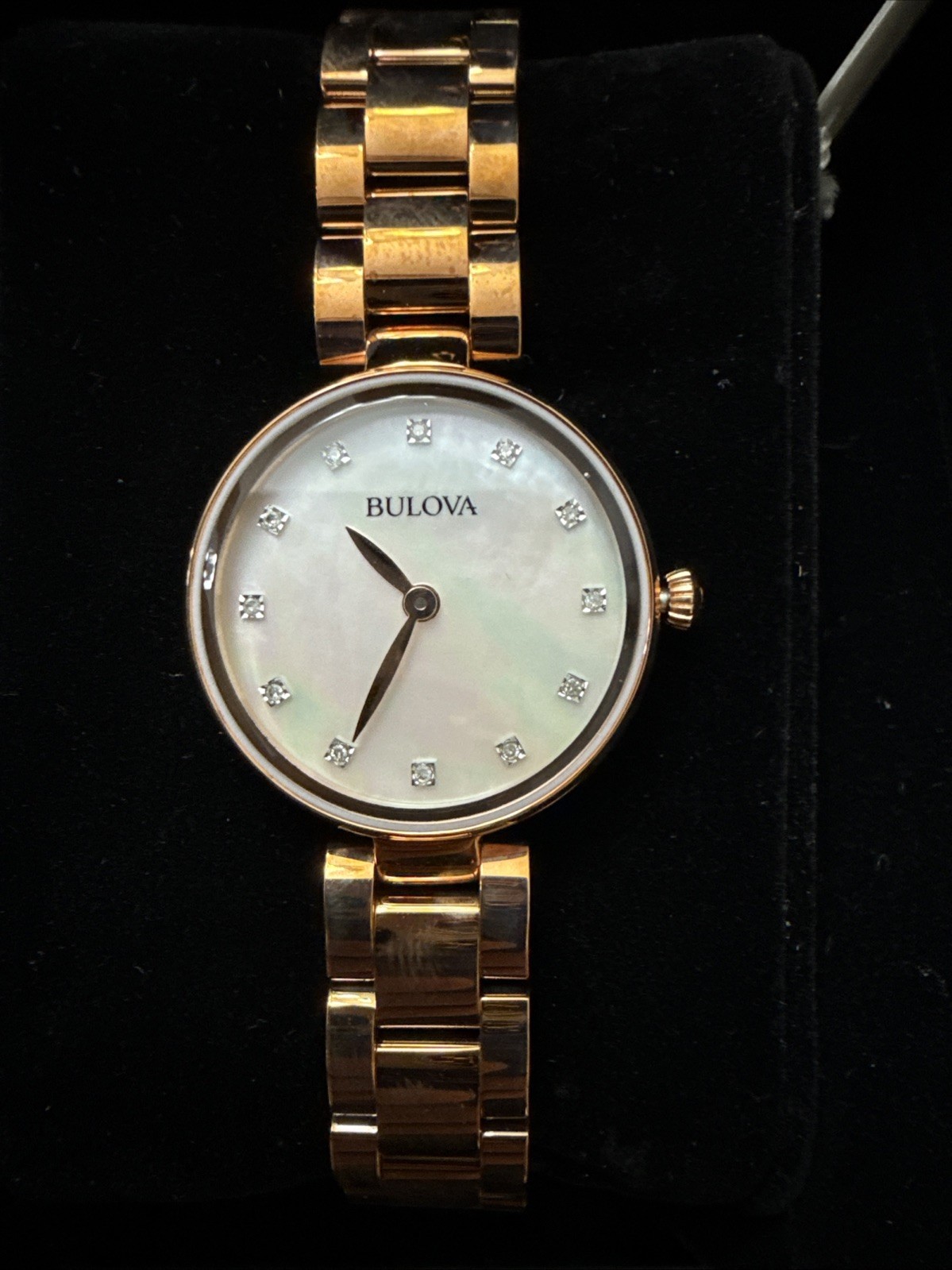 Bulova Women’s Quartz Diamond Accent Rose Gold Stainless Steel Watch 31MM Maiden