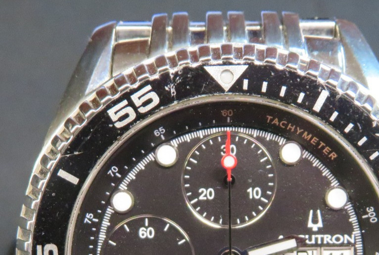 Bulova Accutron 28C04 Automatic Chronograph VX-200 Mens Watch Black Dial