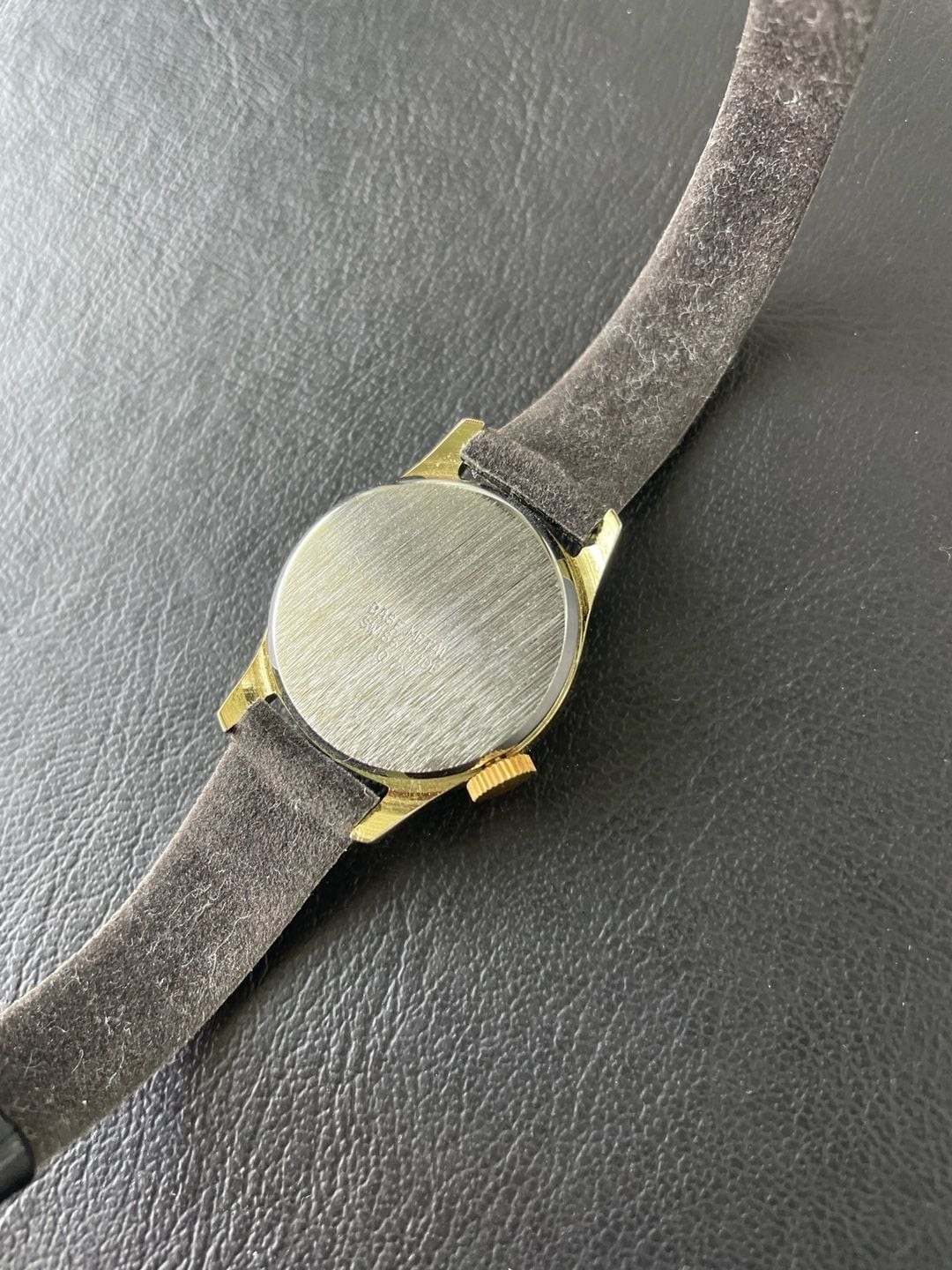 Vintage Swiss Made Baseball Player Character Wrist Watch with Black Strap