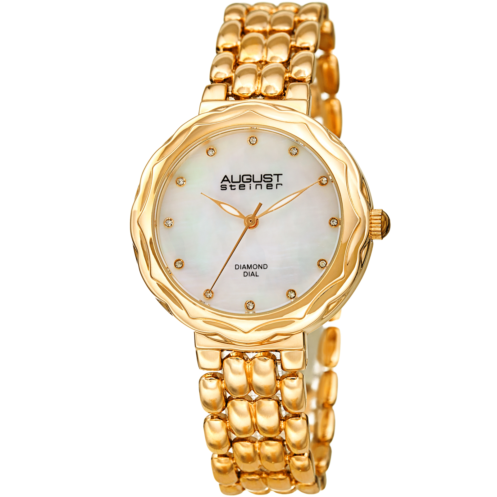 Women’s August Steiner AS8248YG Quartz Diamond Marker Gold Tone Bracelet Watch