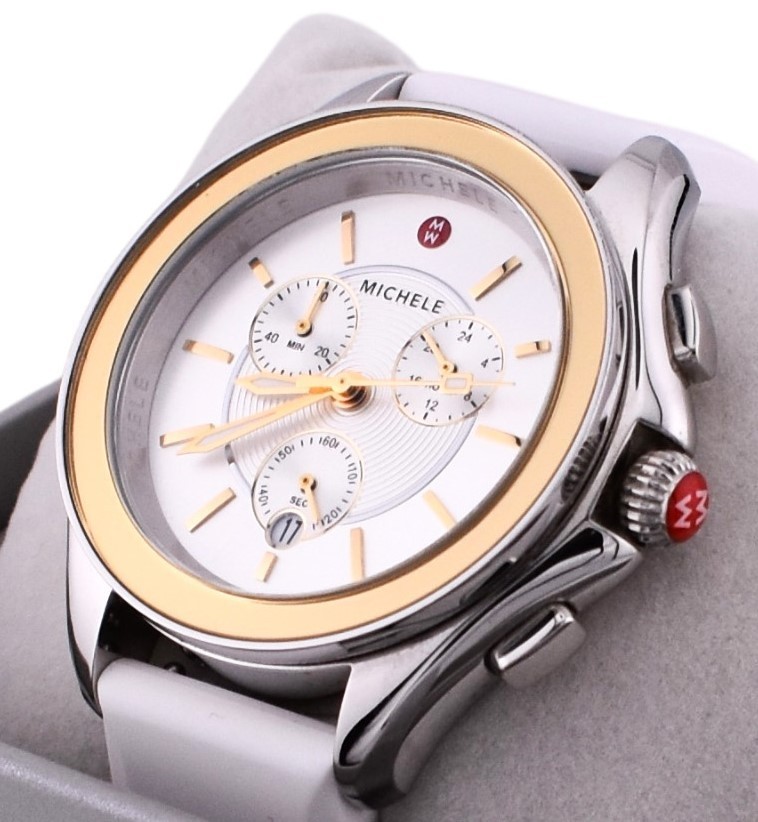 Michele Cape Silver Dial White Rubber Strap Women’s Watch MWW27E000010
