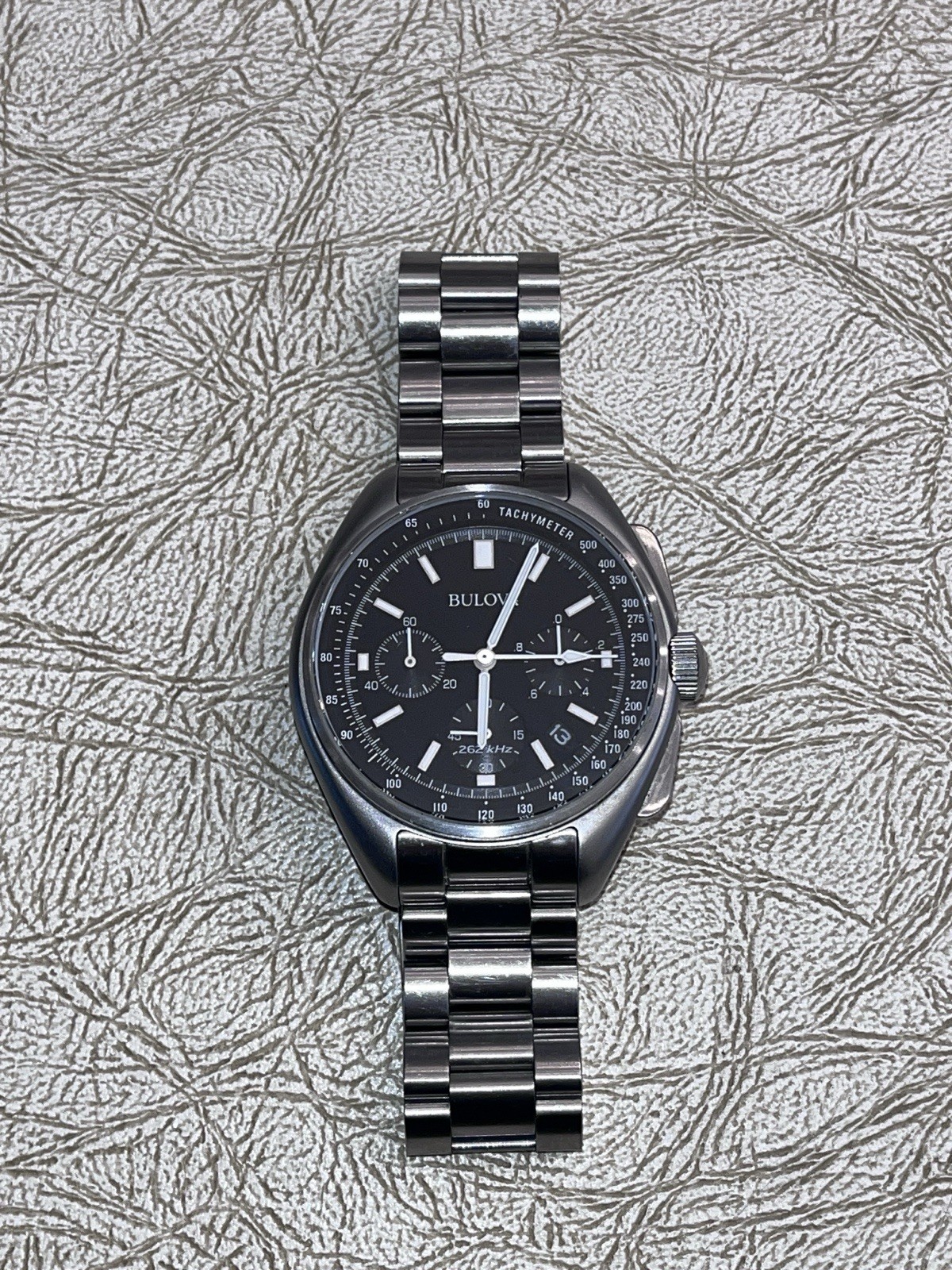 Bulova Lunar Pilot Mens Chronograph 96b258 Silver Tone Stainless Steel Watch