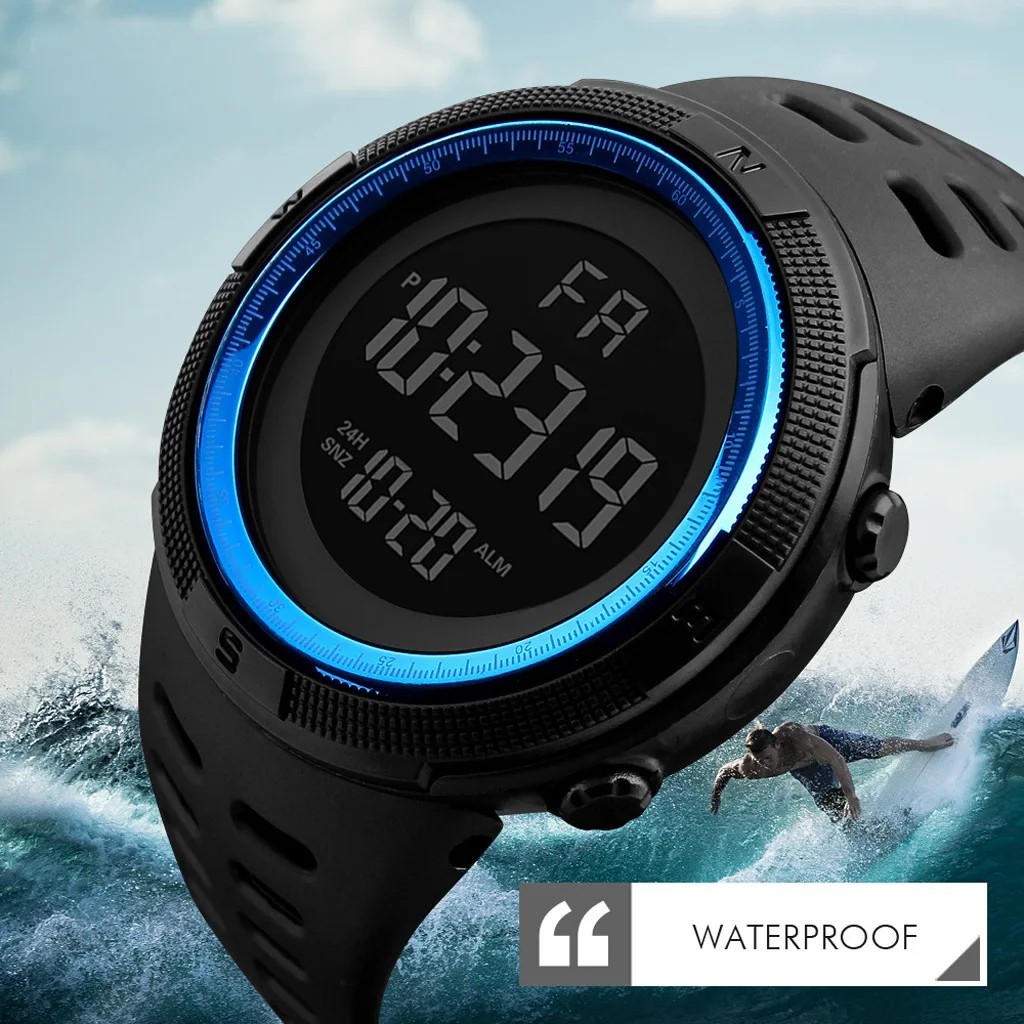 Men Military Digital LED Watch Teens Sports Gym Fitness Luminous Multi Function