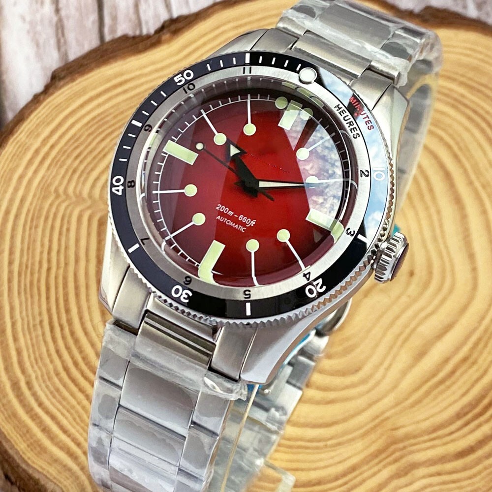 40mm Tandorio Wine red Dial NH35 Automatic Mens Watch Sapphire glass Ceramic