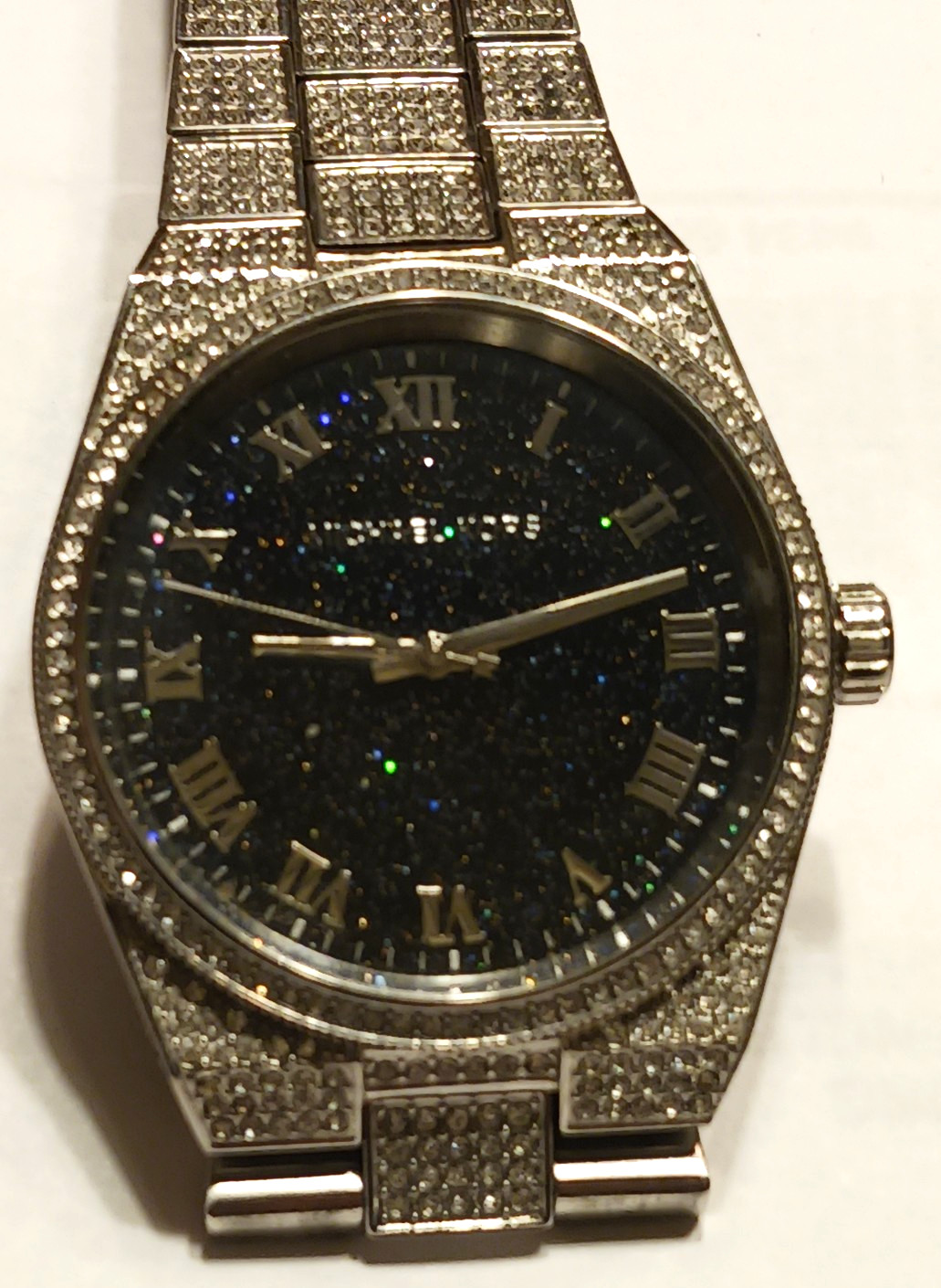 Limited Edition Michael Kors Channing Silver Pave Pavé Crystal Black Dial Watch
