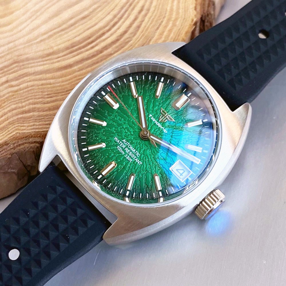 TANDORIO 36MM Red Black Dial Luminous 200M Waterproof Japan NH35A Dive Watch Men
