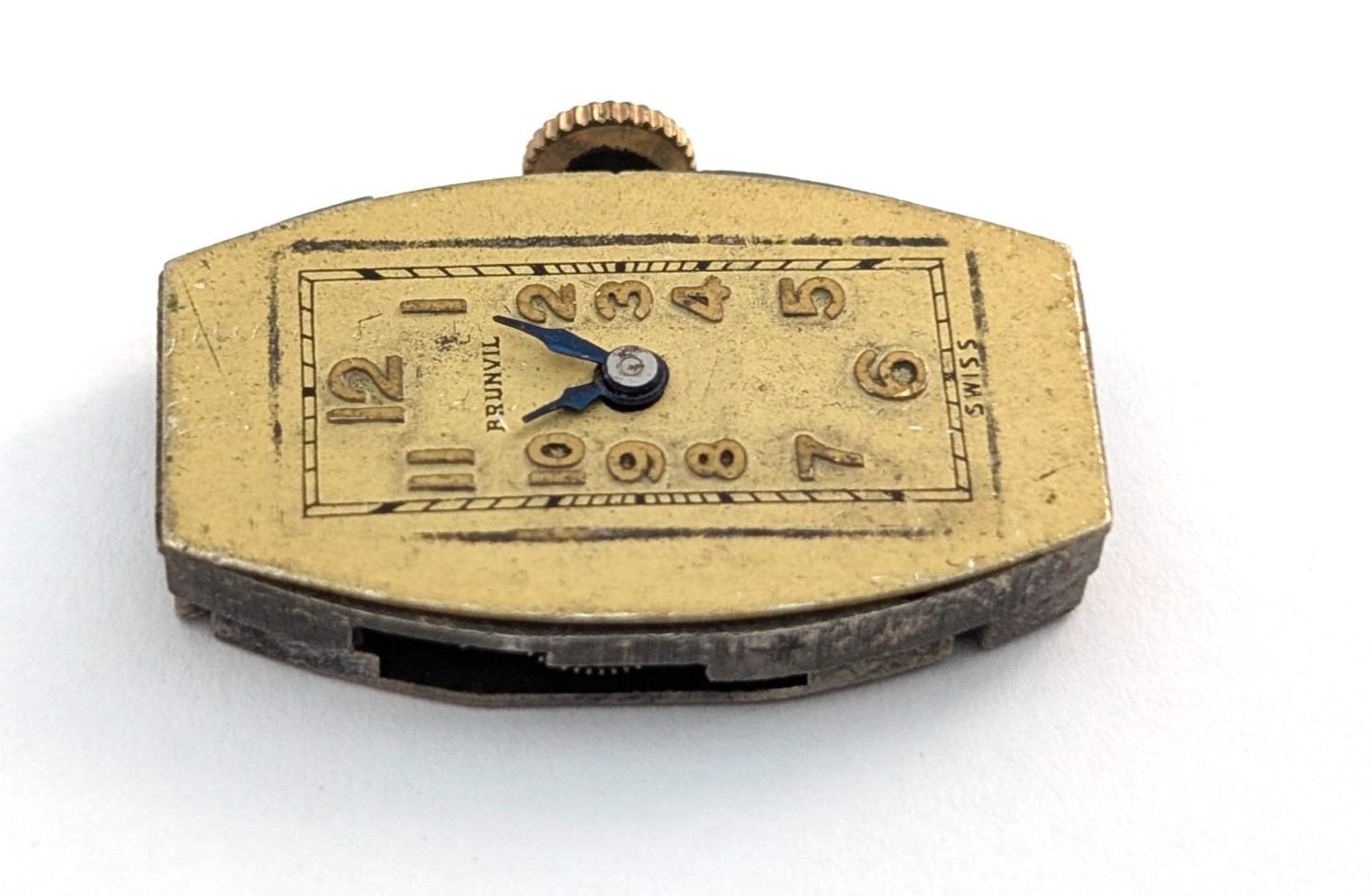 Vintage BRUNVIL 7j Art Deco Ladies 15mm Mechanical Watch Movement PARTS REPAIR