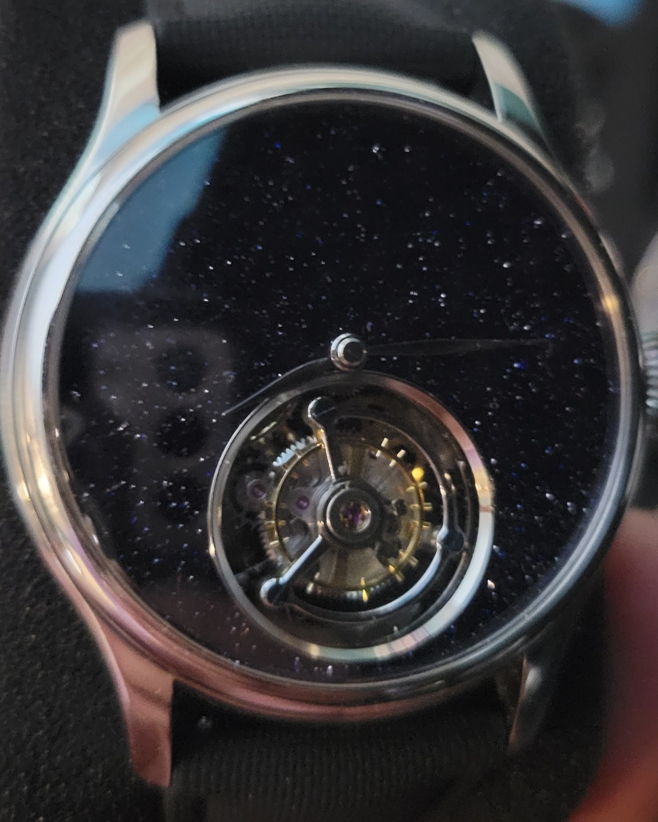 Tourbillon Manual Wind Watch Merkur 42mm Jinsha Stone Dial