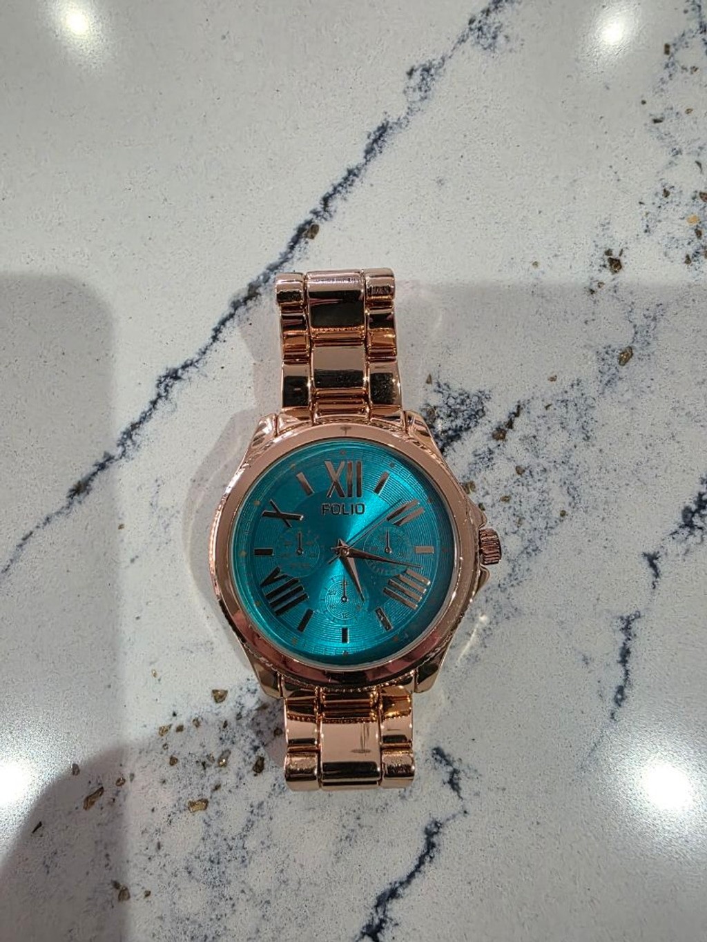 Women’s FOLIO Rose Gold & Teal Watch, One Size