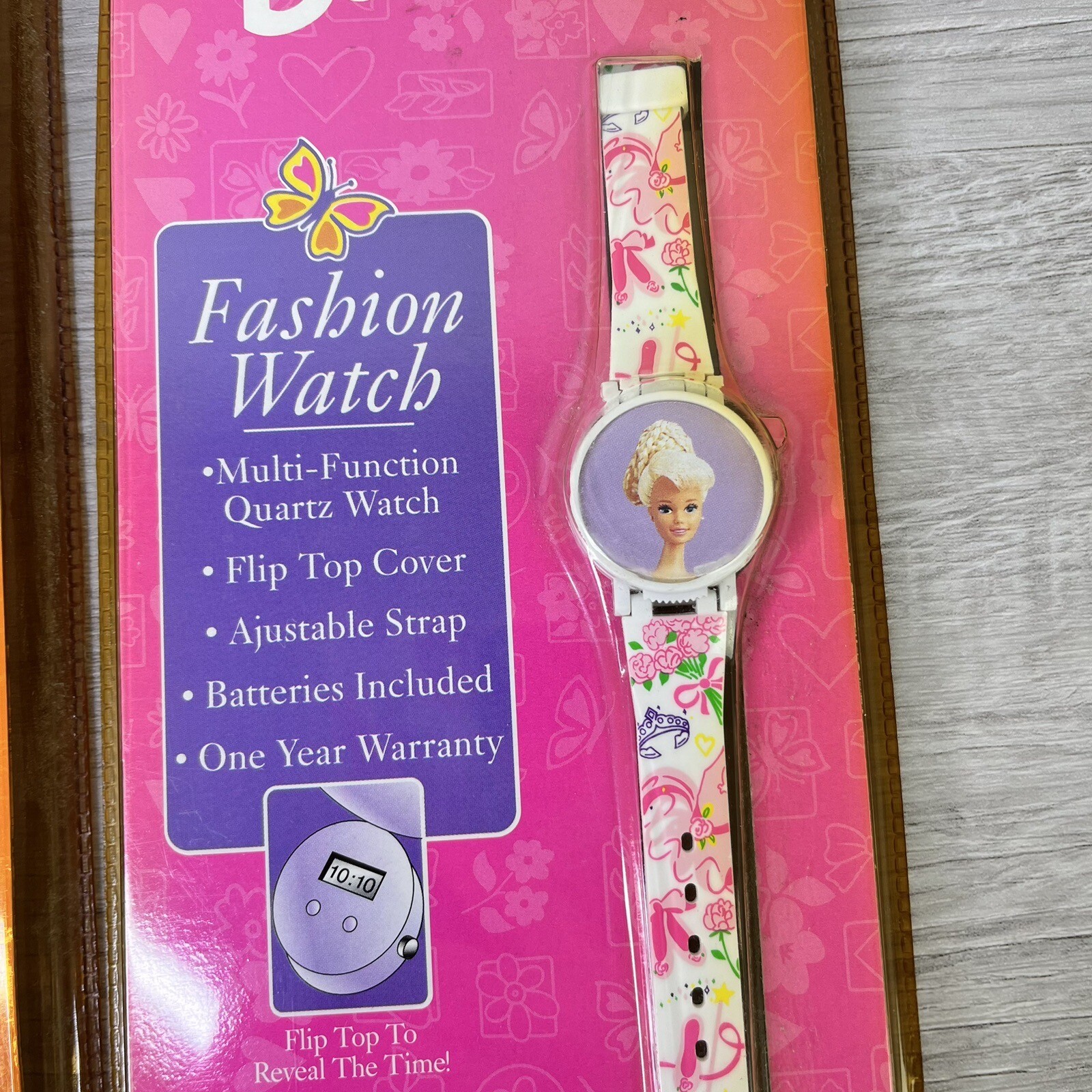 2 Vtg Barbie Watch Fashion Quartz Wristwatch Flip Top Cover 1995 Unopened