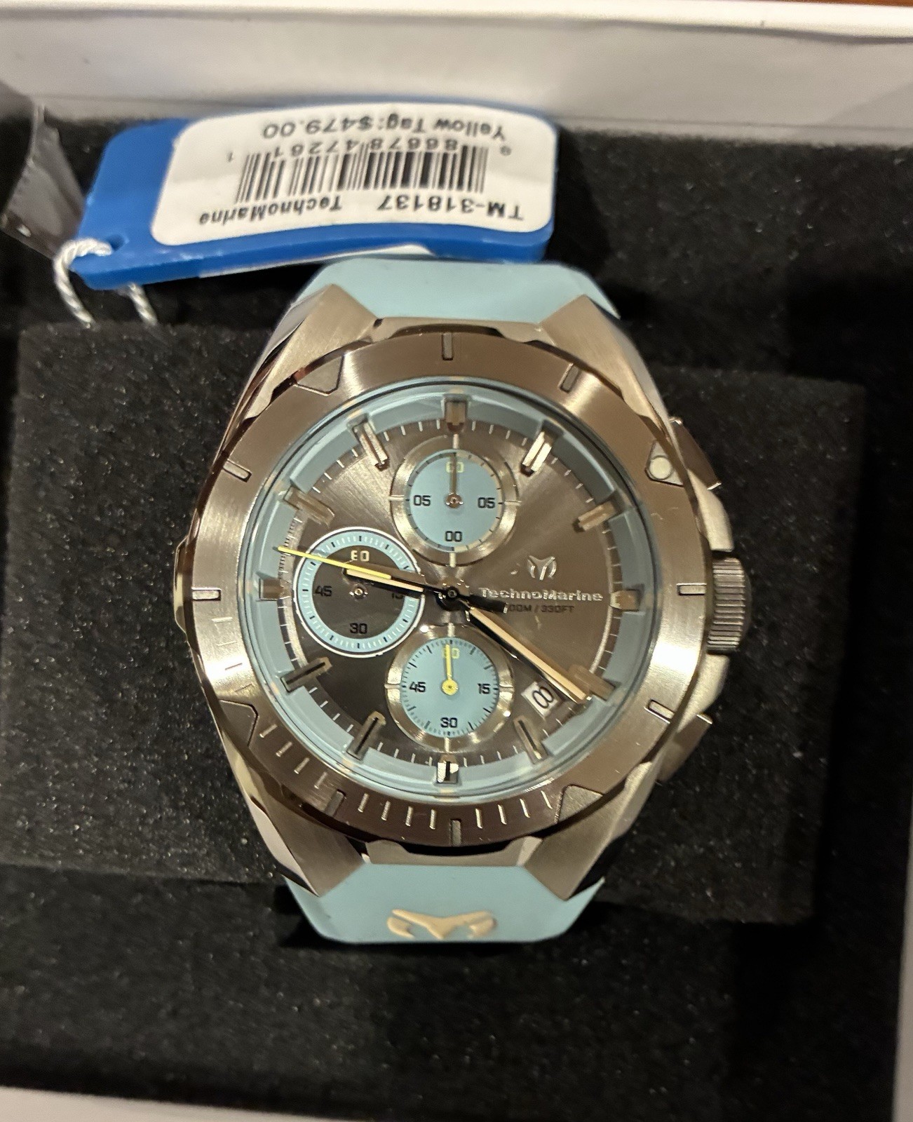 TechnoMarine Ocean Victory Men’s Quartz Sport Watch Date 100m Blue Silicone
