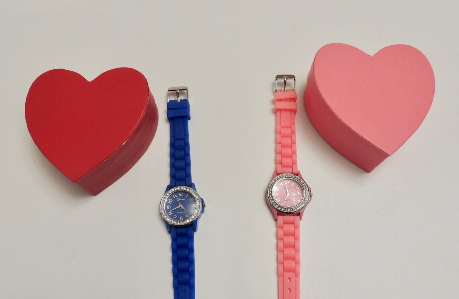 Lot of 2 kid/teen Geneva, rhinestone watches with silicone jelly bands