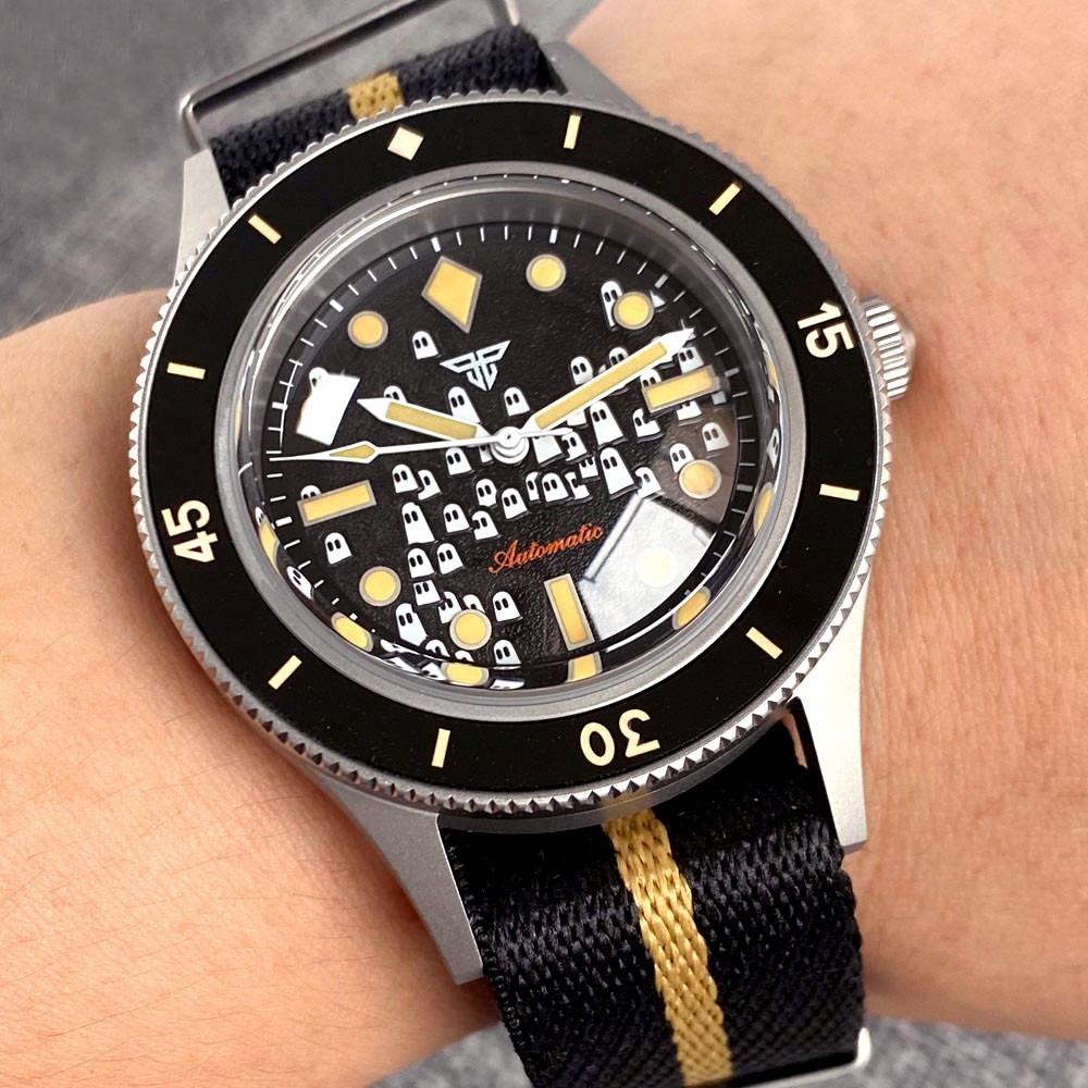 40MM Tandorio Black Dial NH35A 50-FATHOMS Automatic Mens Watch Sapphire glass