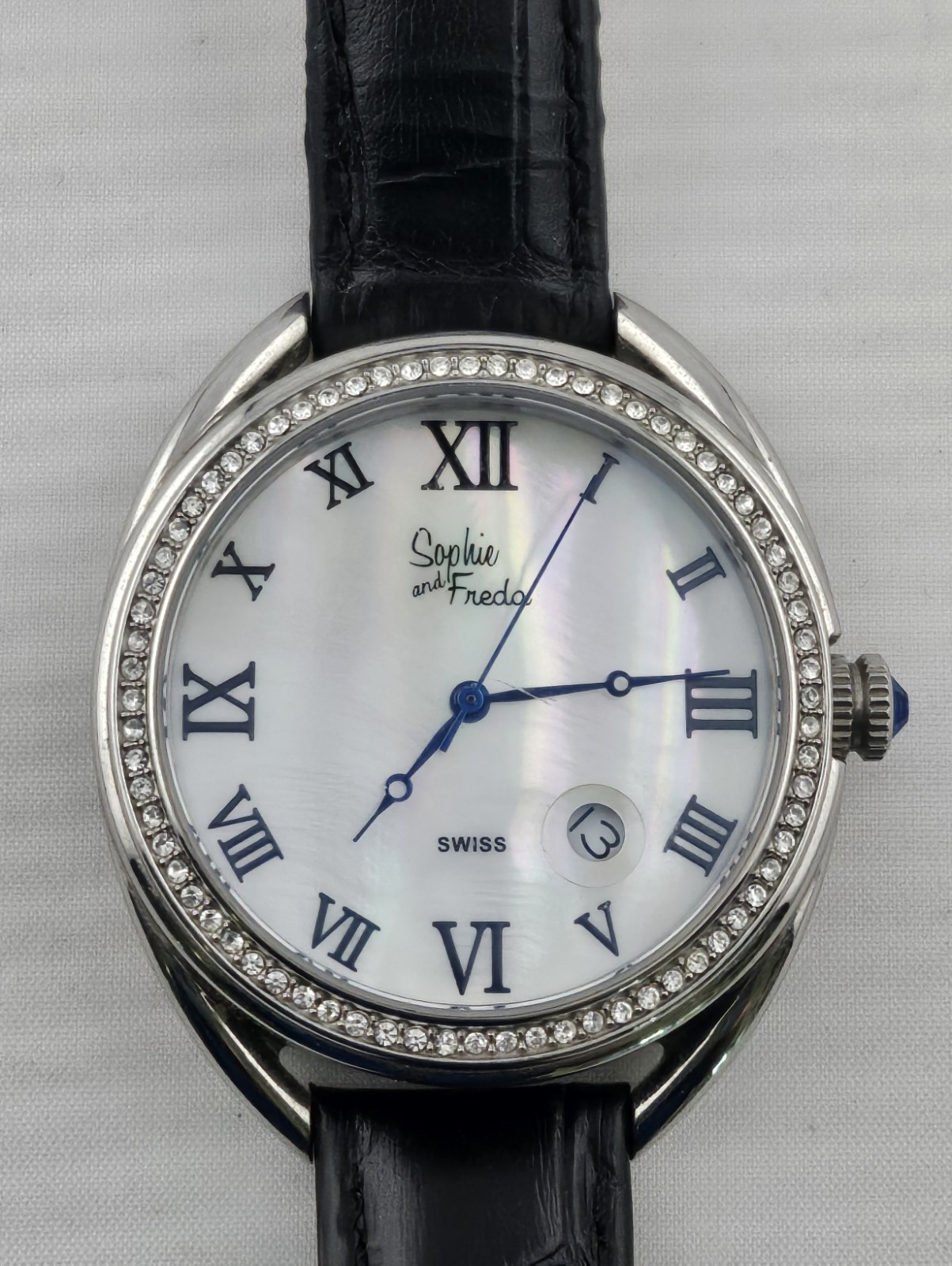Sophie and Freda Swiss Ladies Mother Of Pearl Dial Date Quartz Watch Keeps Time