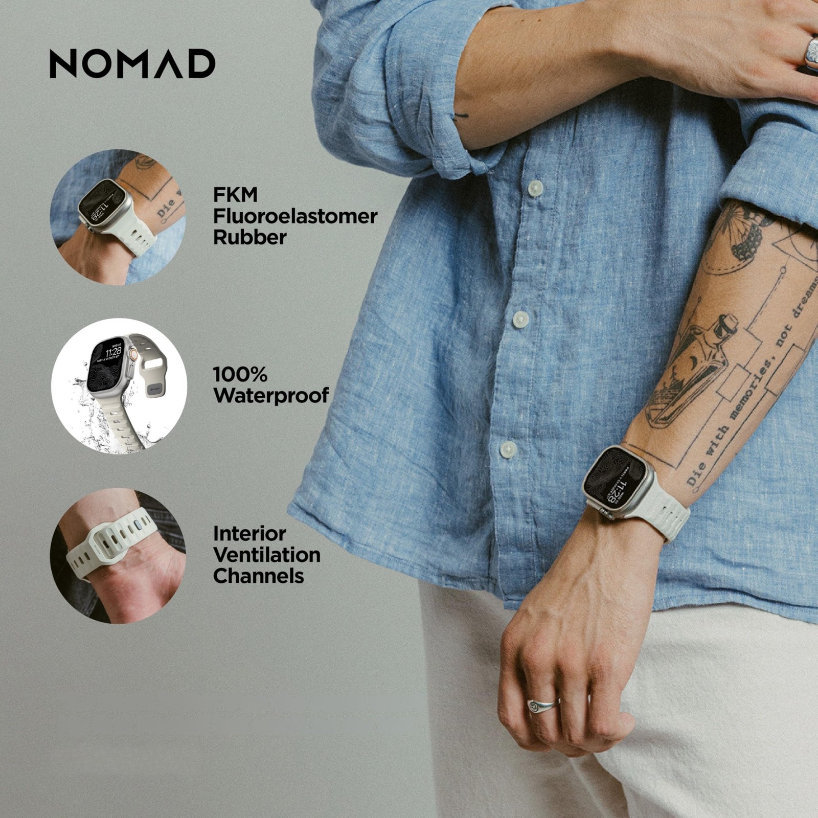 Nomad Sport Band 45mm Apple Watch Ultra 2 Series 11 Ultra 1-3 SE Modern Athletic