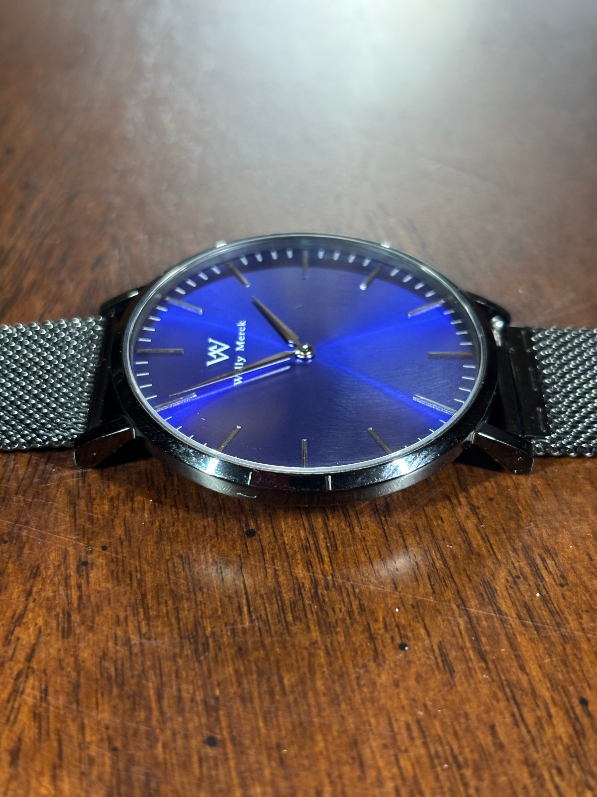 Welly Merck Watch 35mm Blue Dial Minimalist Black Stainless Steel