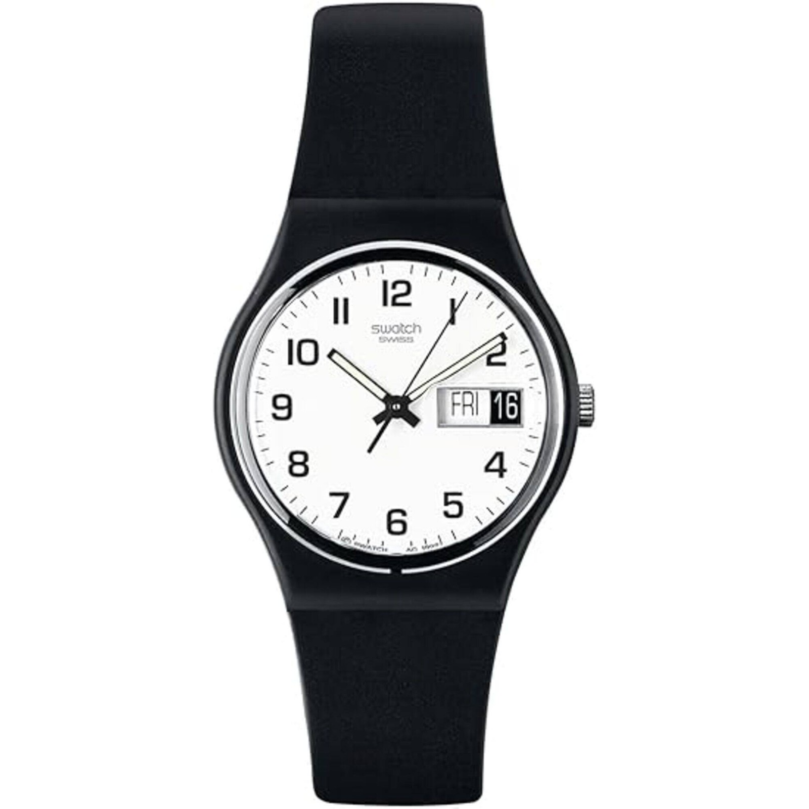 Swatch Unisex Watch Classic Once Again Quartz White Dial Black Strap GB743-S26