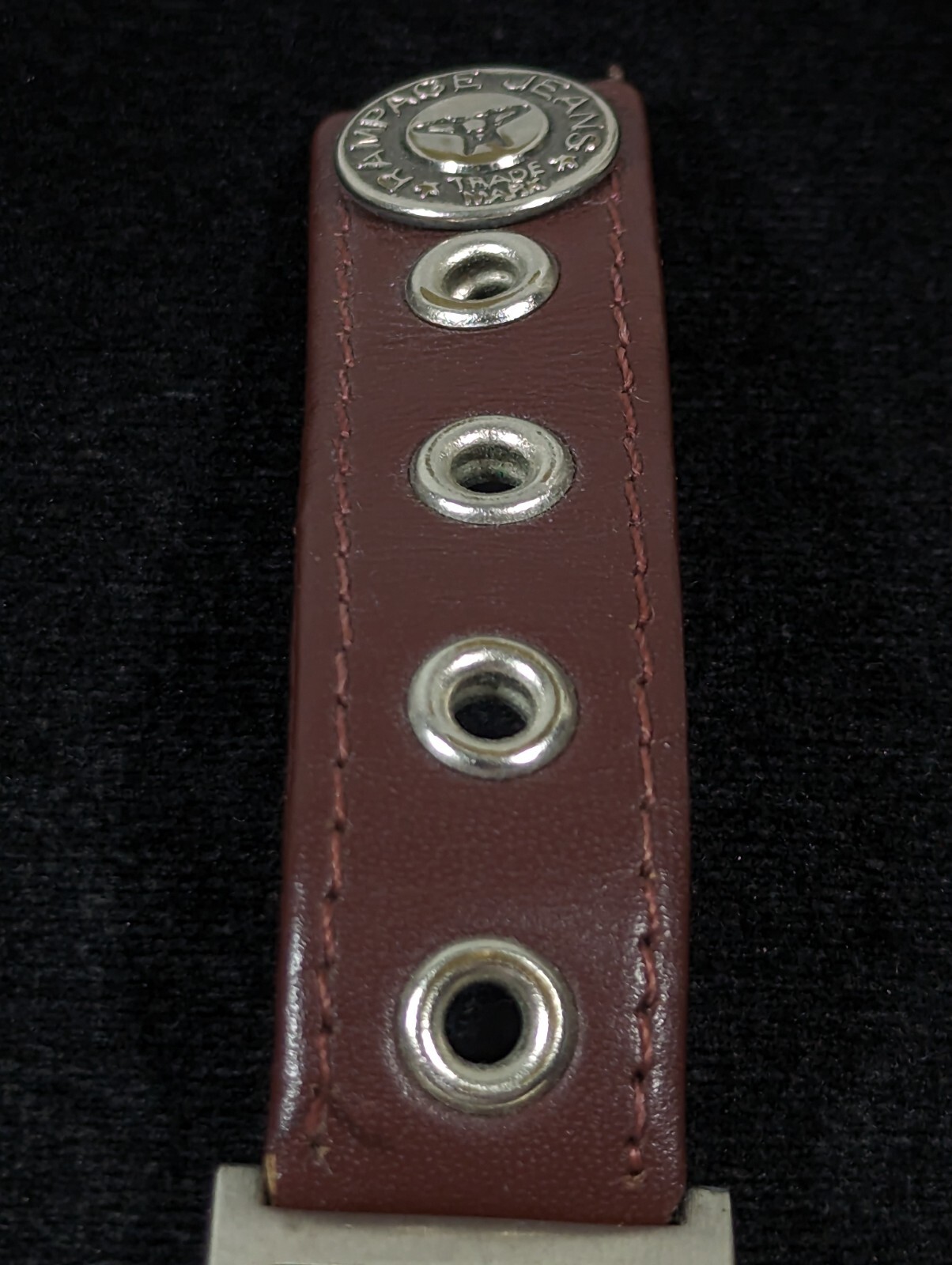 Rampage White Dial Silver Tone Rectangle Case Brown Band Watch 7.5 Inch