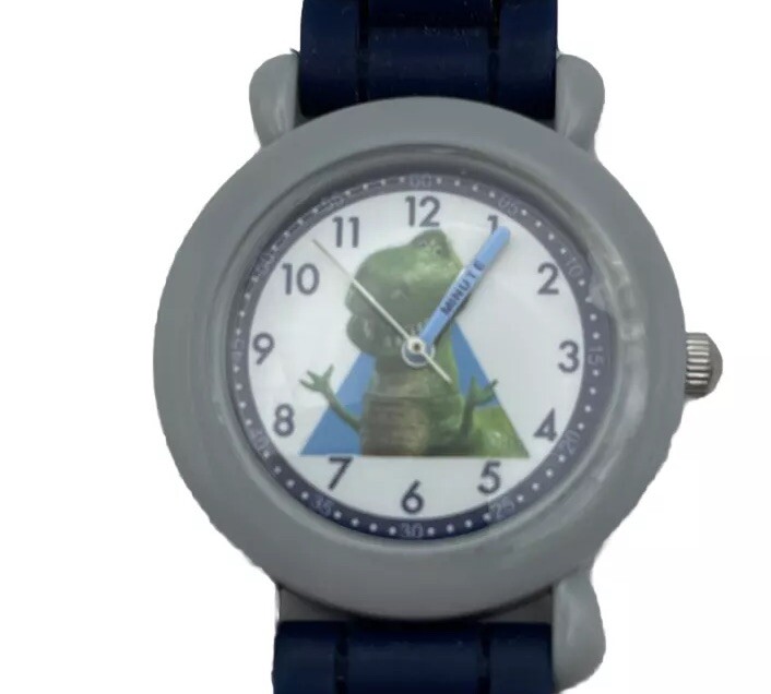 Disney Kids Toy Story Rex Time Teacher Blue Silicone Band Watch
