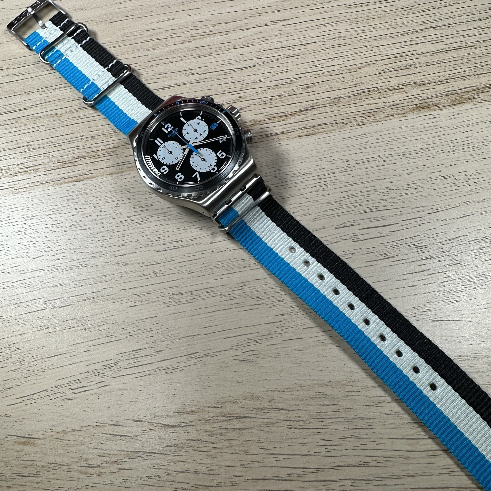 NEW✅LIMITED EDITION✅ Swatch Irony SKYBOND Chronograph Nylon Men’s Watch YVS409