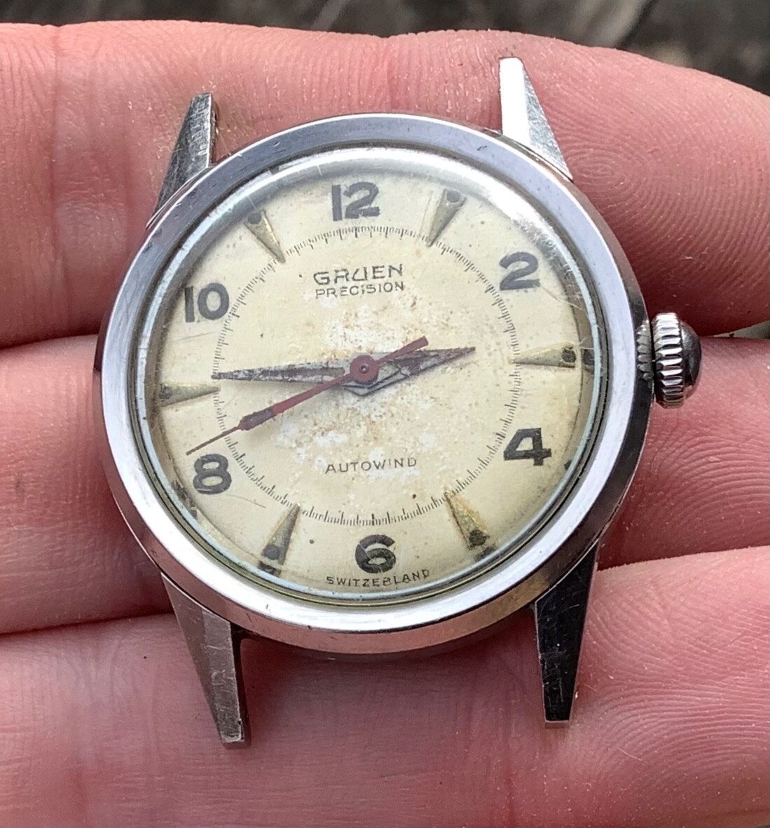 Vintage Gruen Autowind Watch 790 SS Stainless Steel Round Case Movement 6-6887