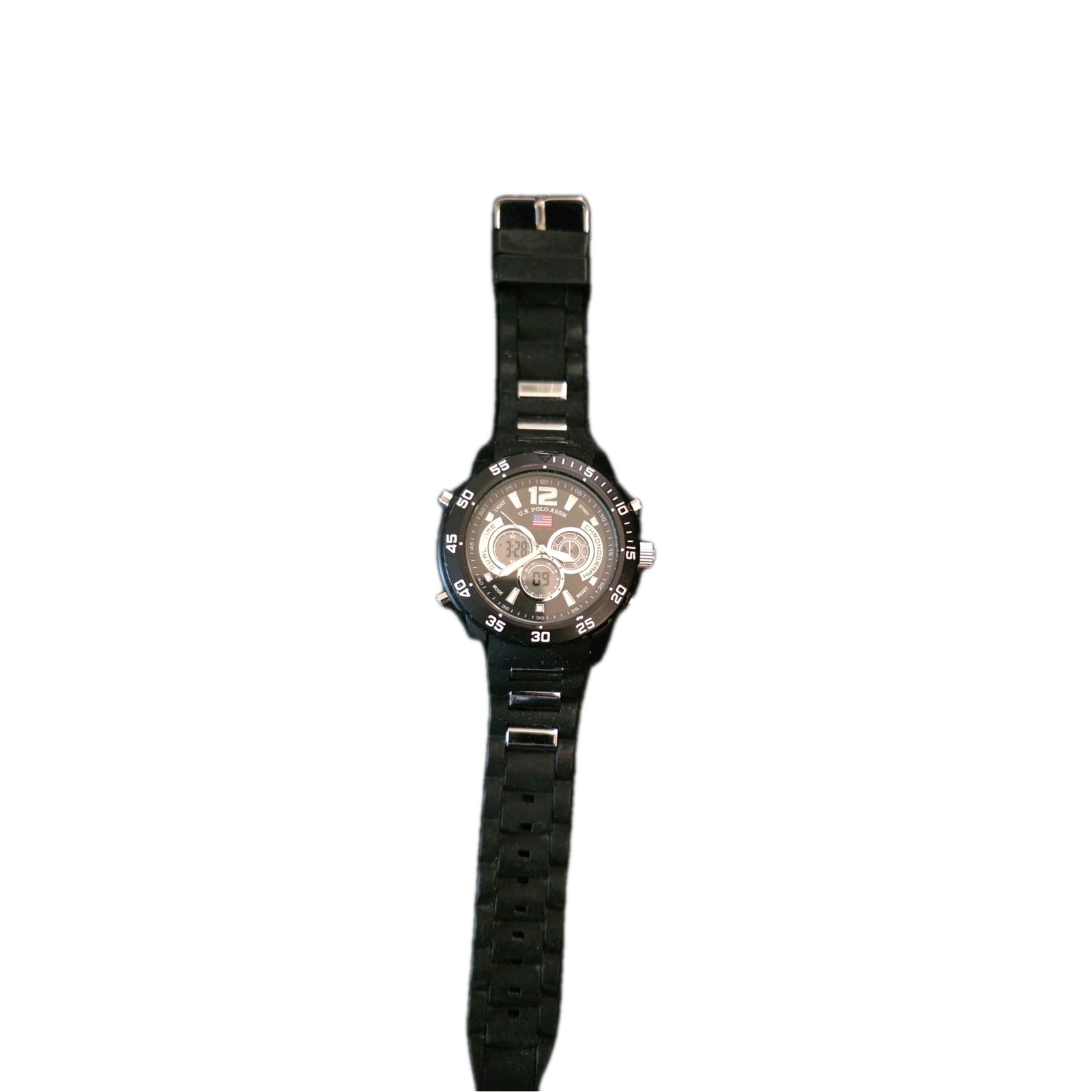 US Polo Assn Men’s Watch with Black Silicone Strap Black Dial