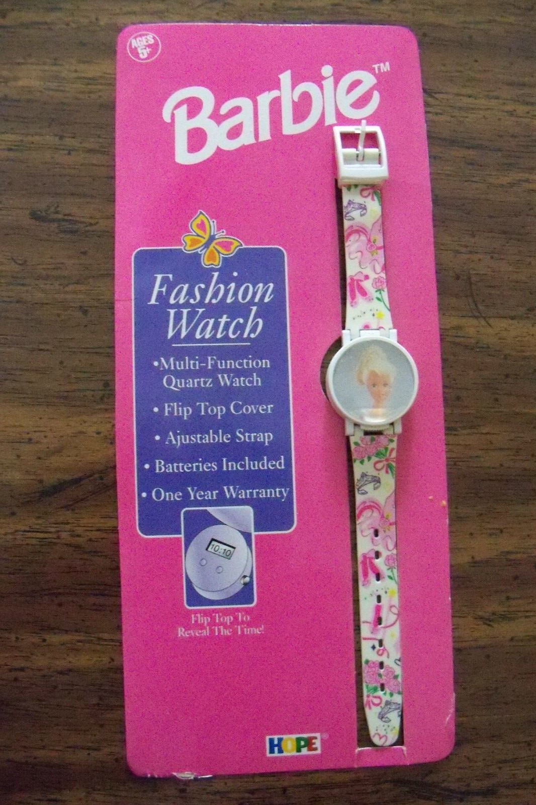 Vintage 1995 Rare Barbie Fashion Watch Flip Top Cover Mattel Multi Function