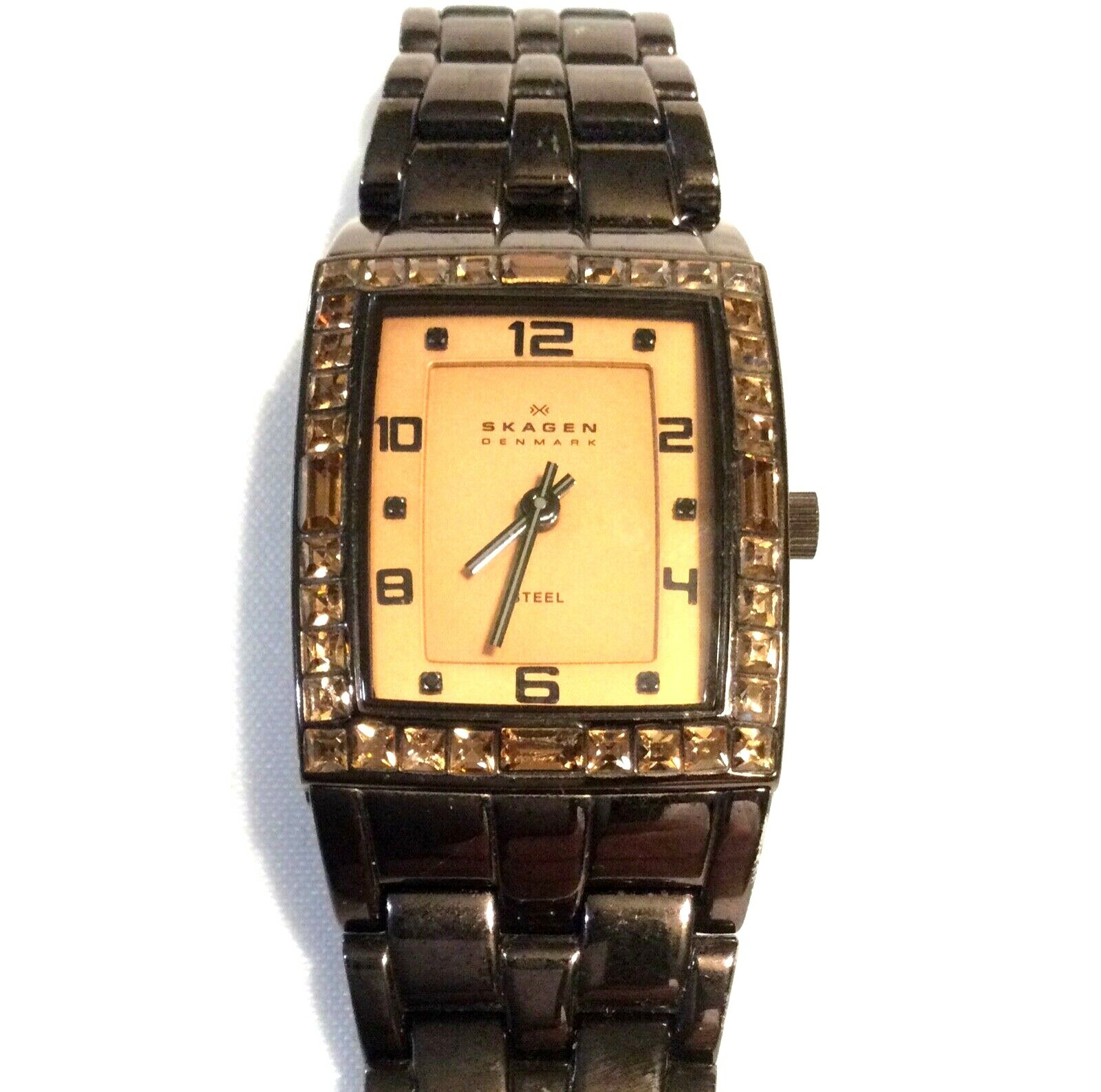SKAGEN DENMARK LADIES WATCH Copper Dial Crystal Bezel All Stainless Case & Band